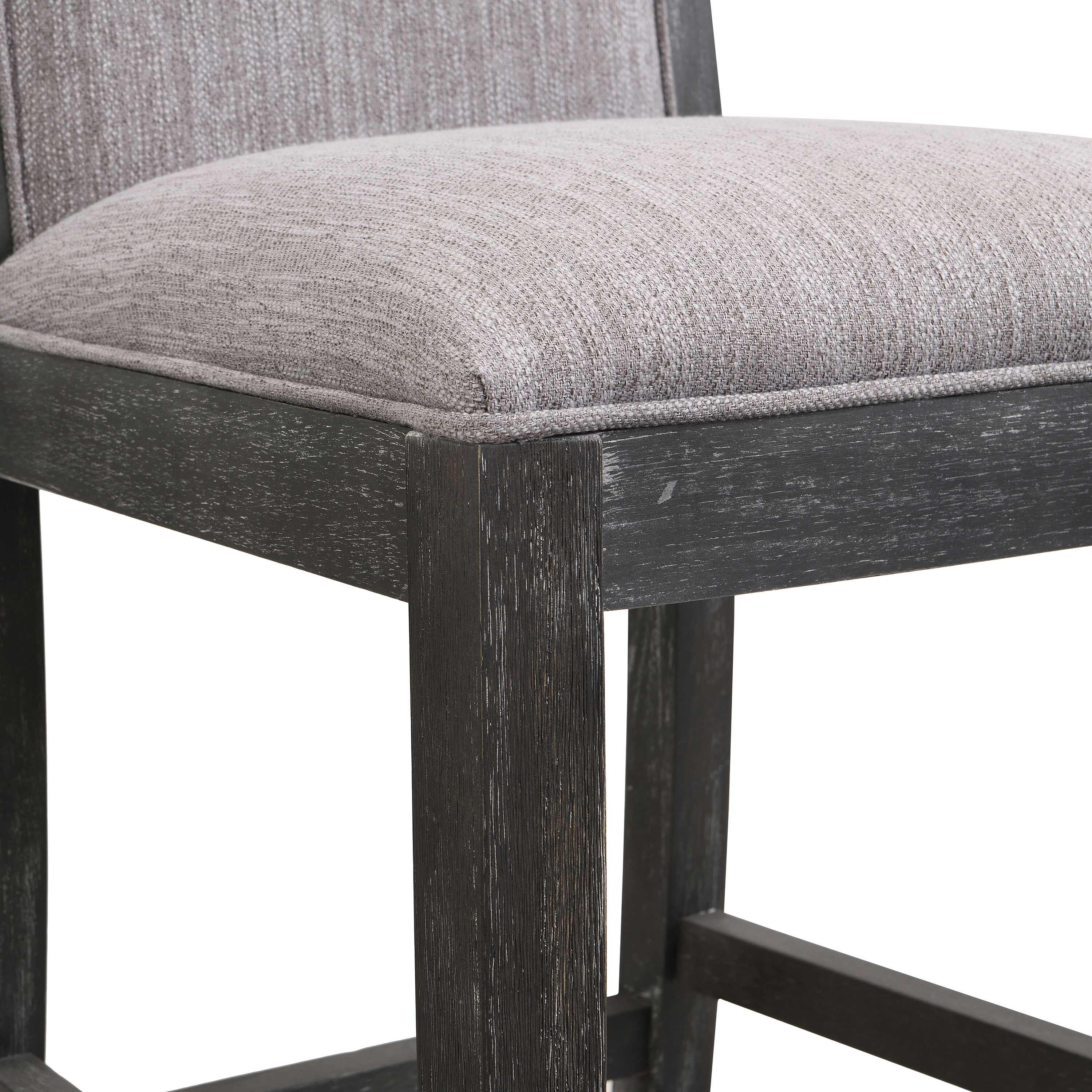 Modern Black and Grey Upholstered Wood Counter Stools, Set of 2