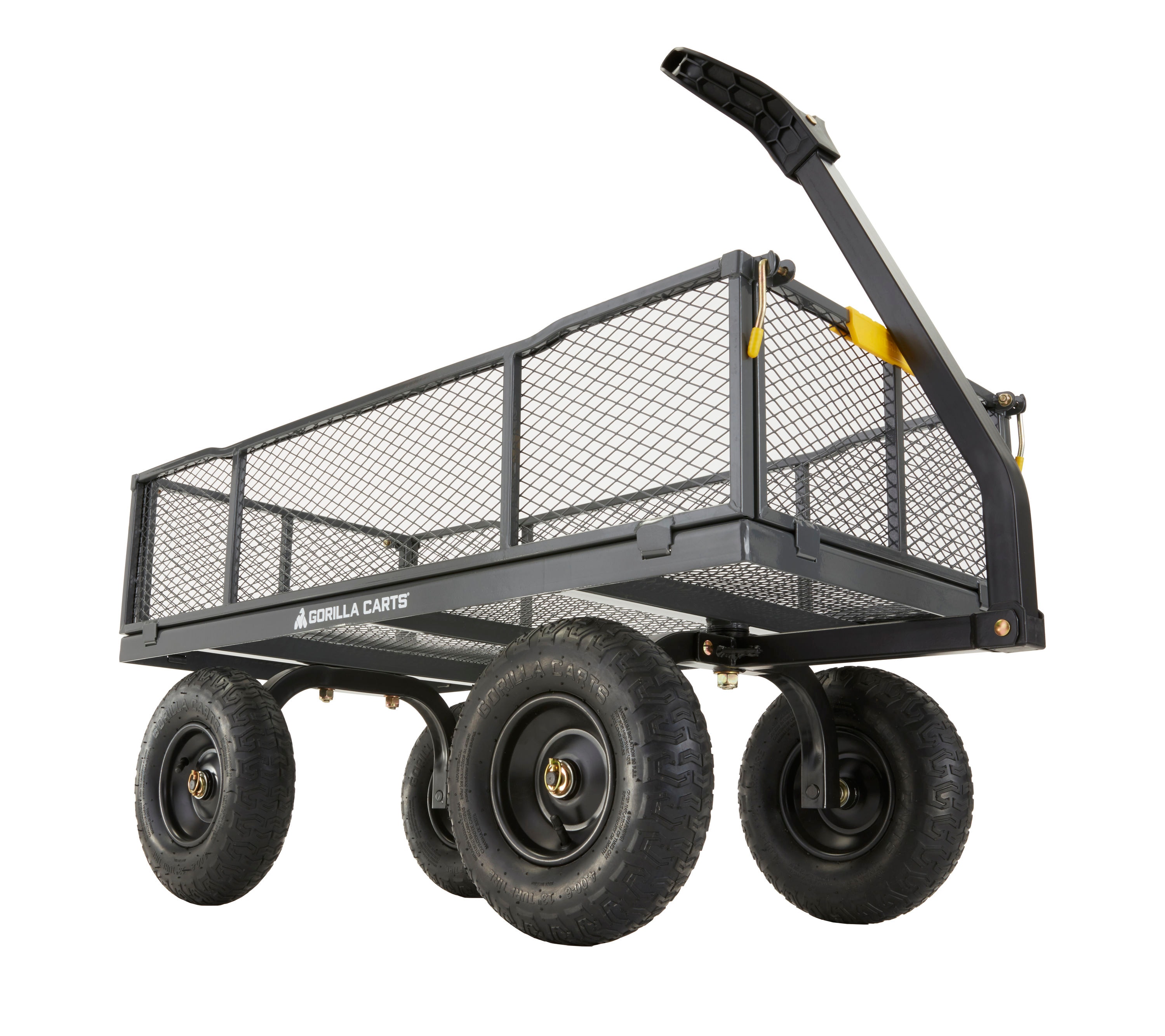Outdoor Lawn Wagon w/ Removable Sides 10'' Pneumatic Tires 1320lbs Capacity Garden Cart 52'' L x 30'' W x 13'' H Steel Utility Wagon Black Adjustable Handle BestEquip Steel Garden Cart 