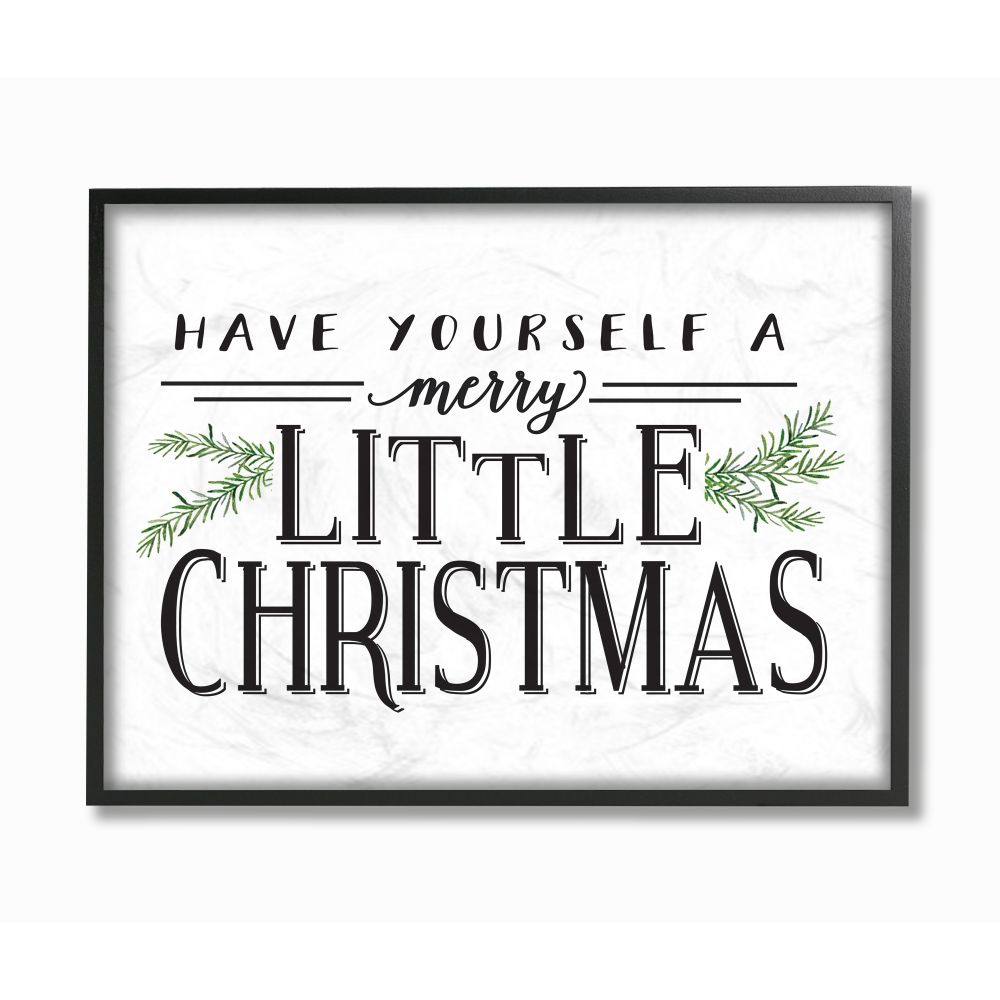 Ebony Wood Framed Merry Christmas Canvas Print, 11 x 14