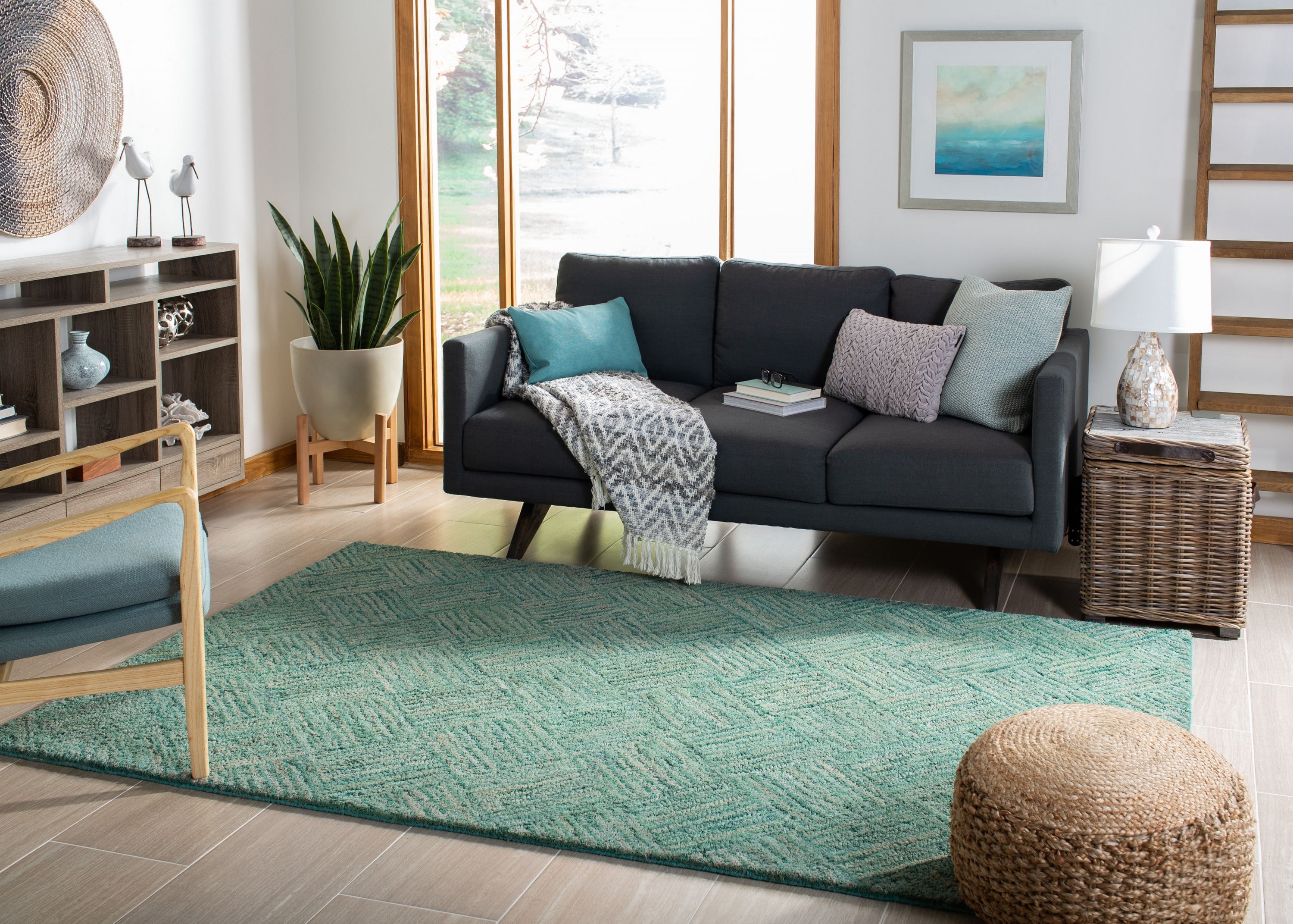 Handmade Nantucket Cotton Tufted 8' x 10' Area Rug in Green/Multi