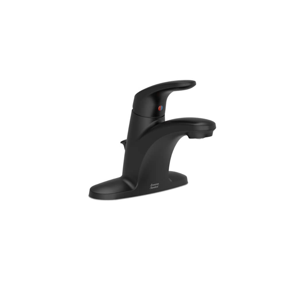American Standard 7075005.243 Colony Pro Matte Black 4-in centerset 1-handle WaterSense Low-arc Residential Handle Bathroom Sink Faucet with Deck Plate
