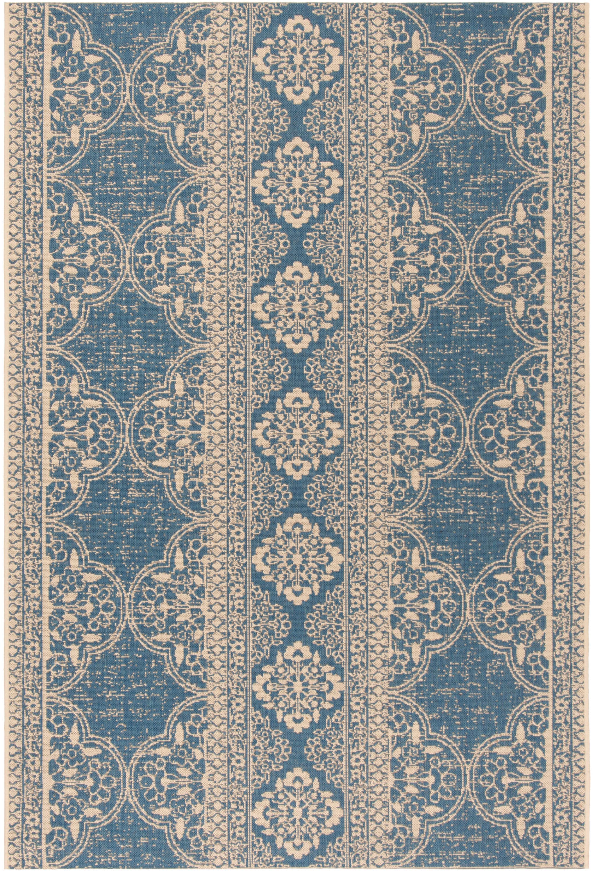 Safavieh LND174N-5 Linden Mahaut 5 x 8 (ft) Loomed Polypropylene Cream/Blue Rectangular Indoor Floral/Botanical Farmhouse/Cottage Area rug