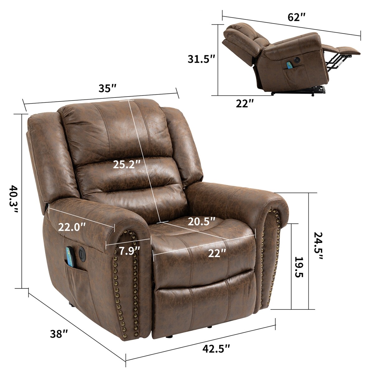 WELLFOR CAN-R2755 recliners - View #15