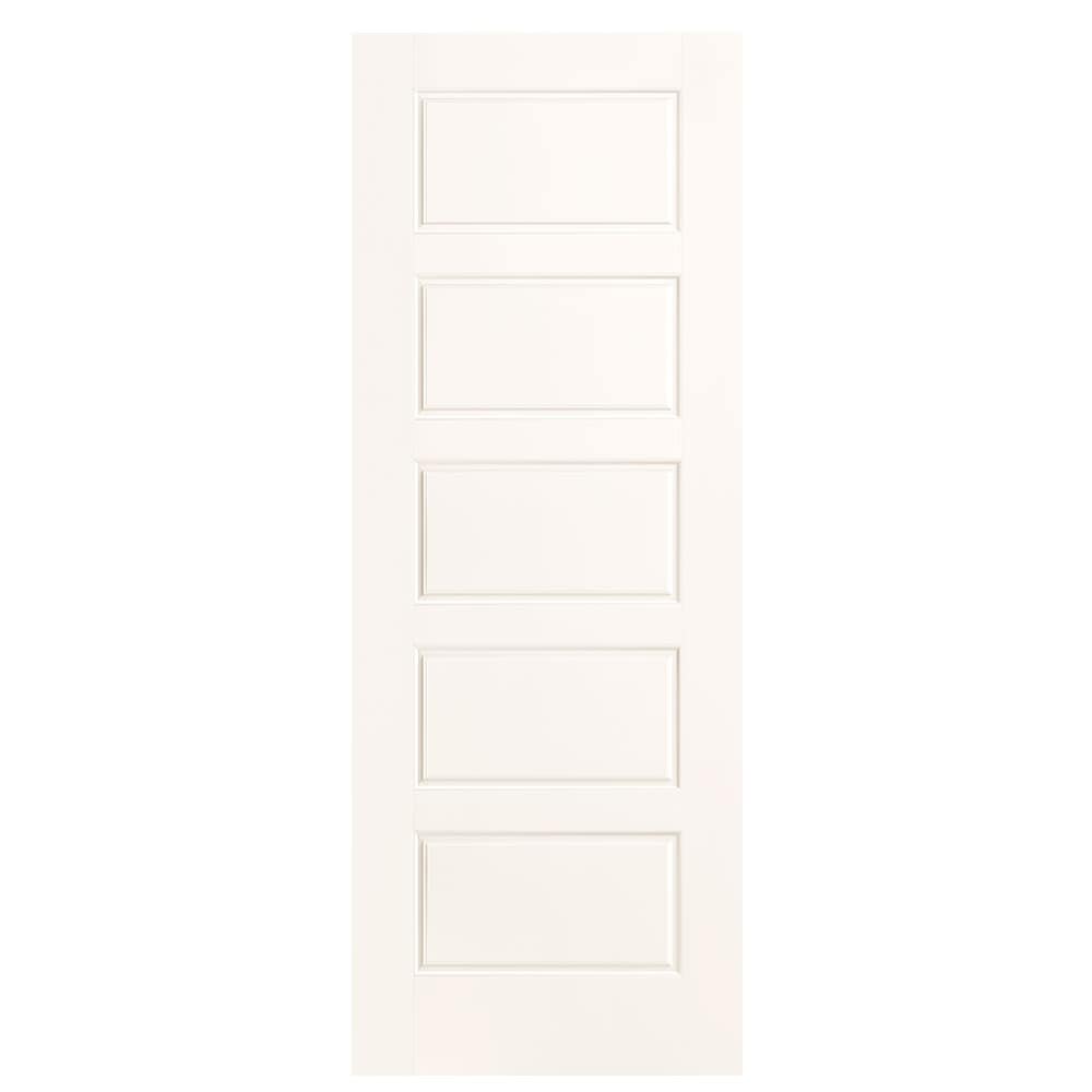 Masonite 1444540 Riverside 30-in x 80-in Snowstorm 5-panel equal Smooth Solid core Prefinished Molded composite Slab Door