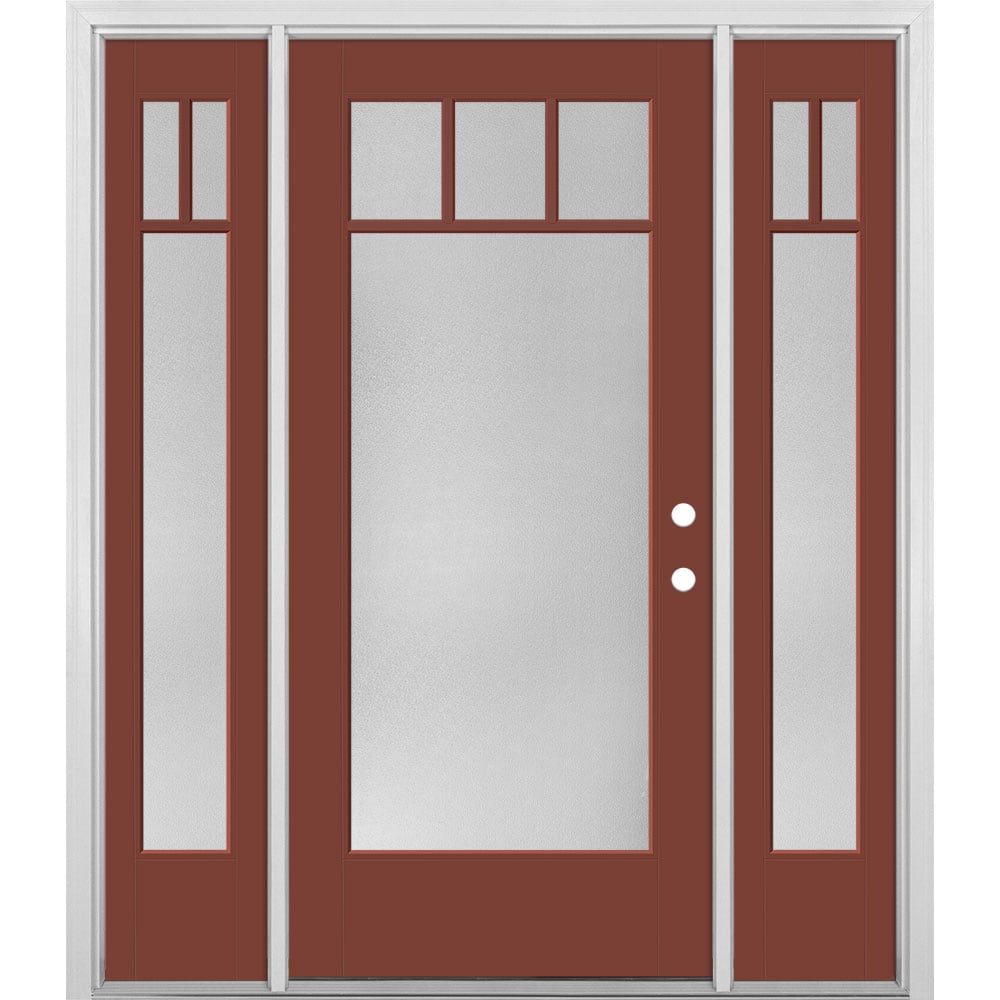 Masonite 1524627 64-in x 80-in x 4-9/16-in Fiberglass Full lite Right-hand inswing Fox Tail Painted Prehung Front Door with Sidelights with Brickmould Insulating core