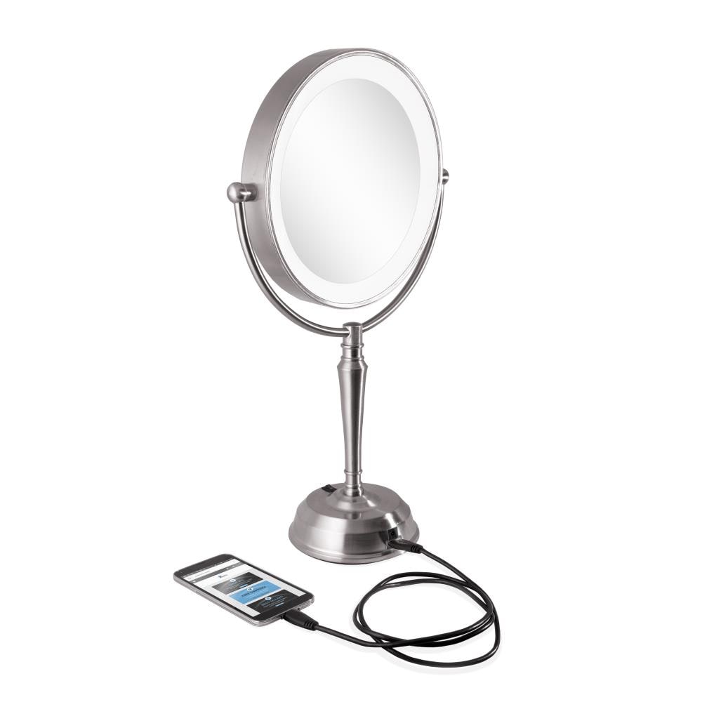 Zadro Next Generation LED Lighted 5.25-in x 19-in Satin Stainless Steel Double-sided 7X and Over Magnifying Countertop Vanity Mirror with Light -  LURV410