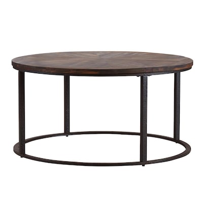 Reclaimed Wood Industrial Coffee Table, Burnham Reclaimed Wood And Iron Round Coffee Tables