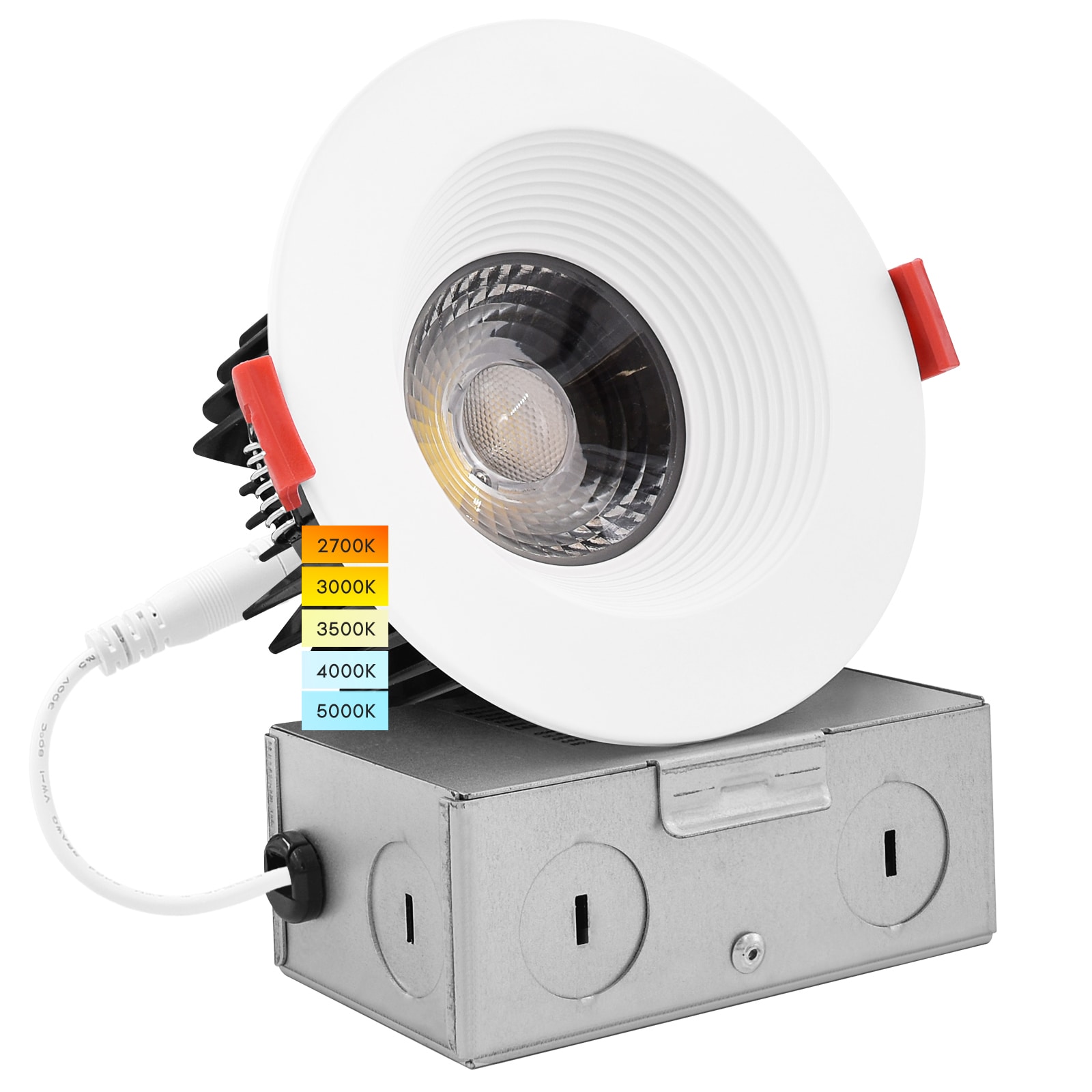 Luxrite LR24950 LR24953-1PK White 4-in 1100 -Lumens Switchable white Round Dimmable LED Canless Damp rated Recessed Downlight