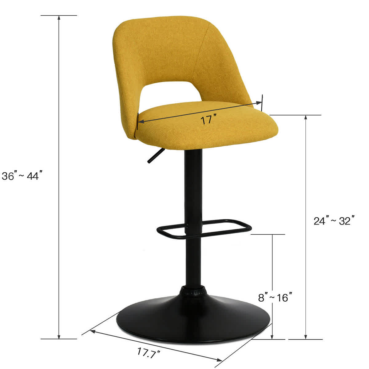 Maison Boucle EDWIN-ADJ-YELLOW stools - View #3