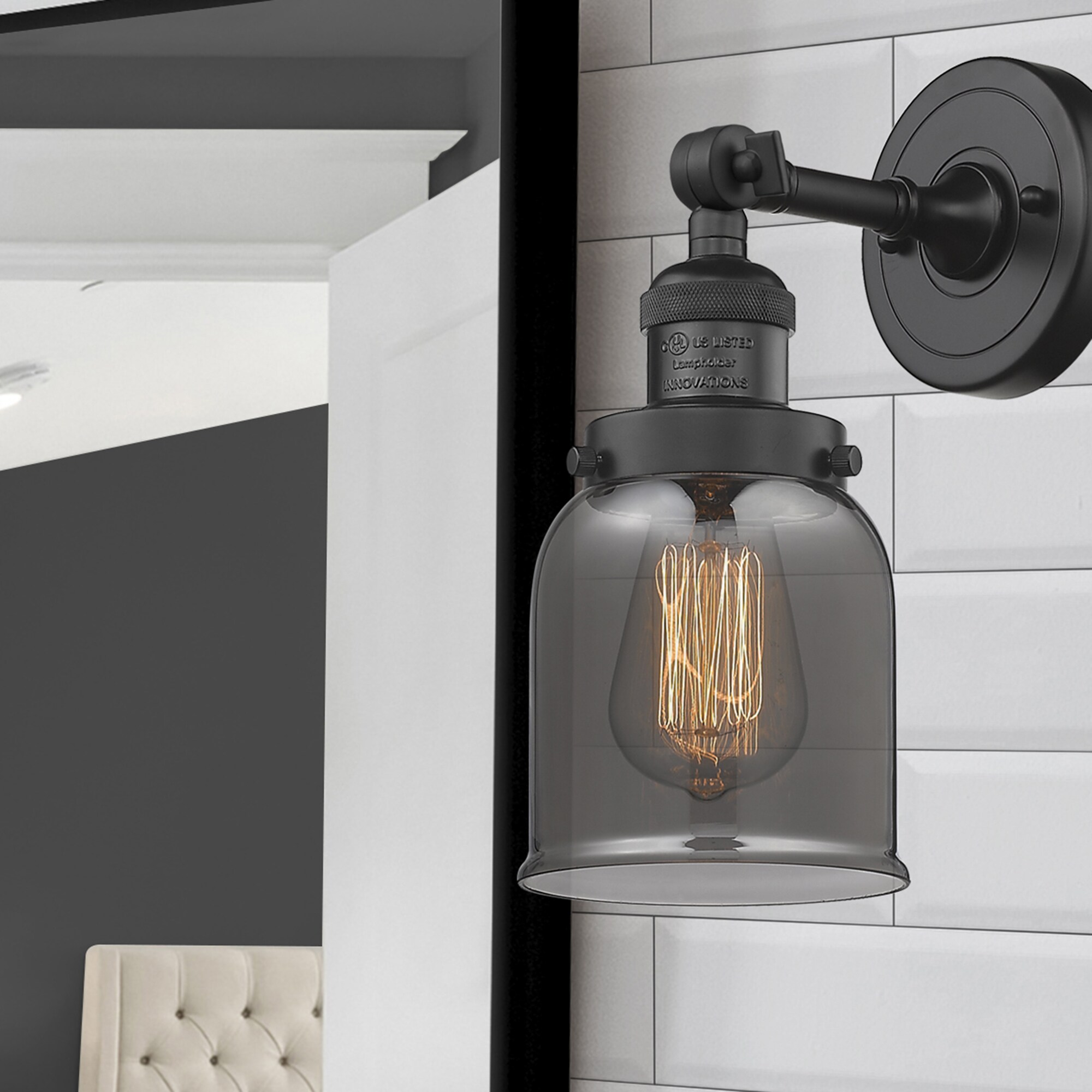 Innovations Lighting 203-BK-G53 Bell 5-in W 1 -Light Matte Black Industrial Wall Sconce
