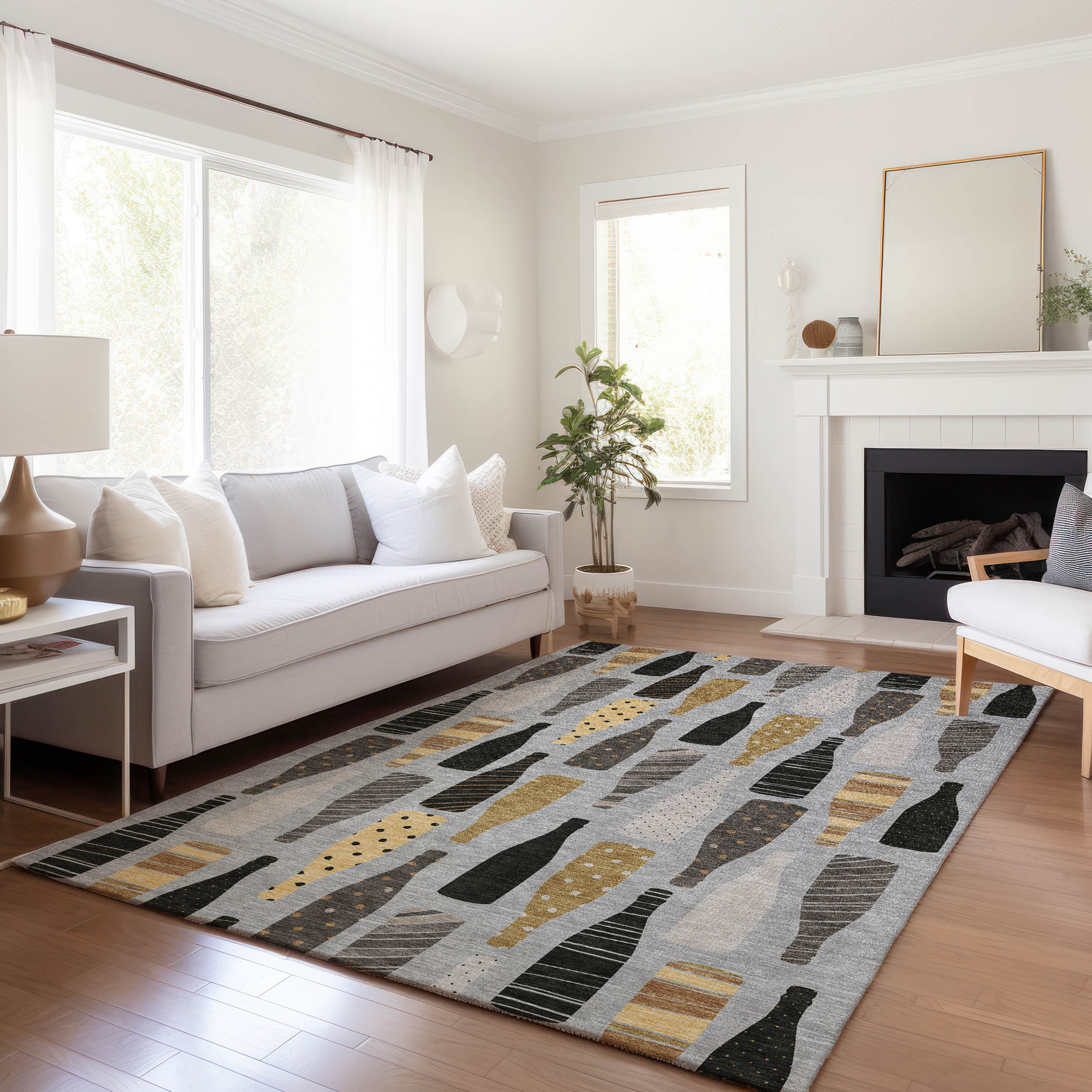 Addison Rugs AMF167GY5X8 Mayfield AMF167GY 5 x 7 (ft) Loomed Polyester Gray Rectangular Indoor Geometric Machine washable Area rug