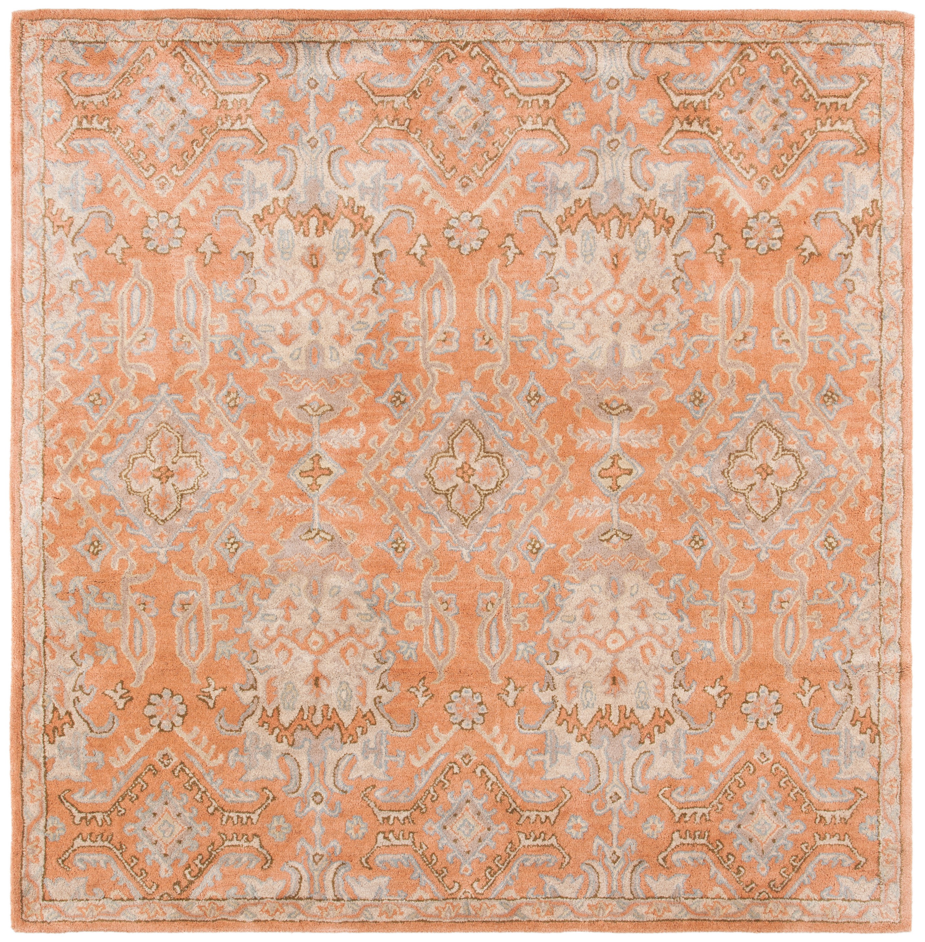 Handmade Terracotta Wool Tufted 5' Square Rug
