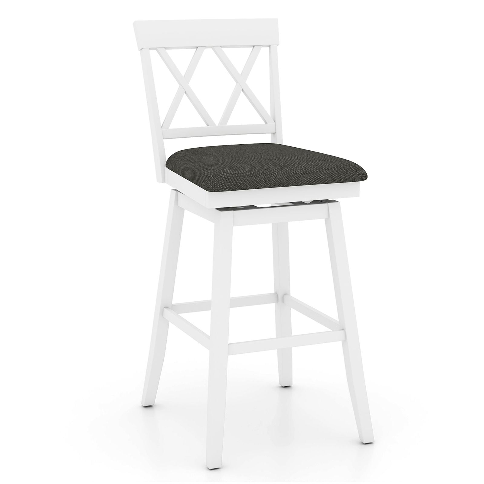 Slickblue - Farmhouse Swivel Bar Stool (24/29 in H) White Counter Height Square Upholstered Swive...
