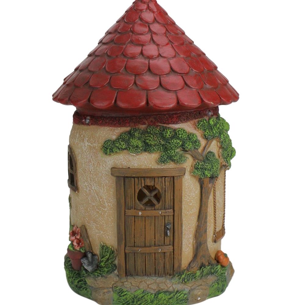 Northlight GDNC29611  33377640 11.5 in. LED Lighted Solar Powered Round Mushroom-Esque House Outdoor Garden Statue
