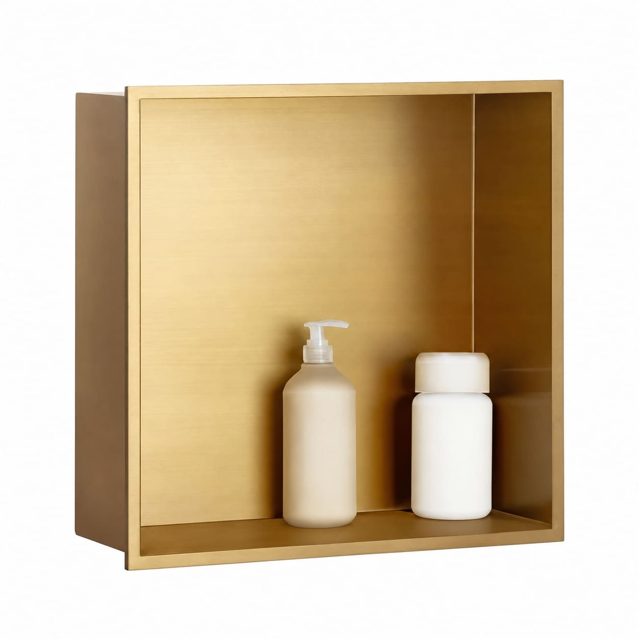 Aoibox  12 in x 12 in Recessed Wall Niche in Brushed Gold Finish 304 Stainless Steel No Tile Required for Shower