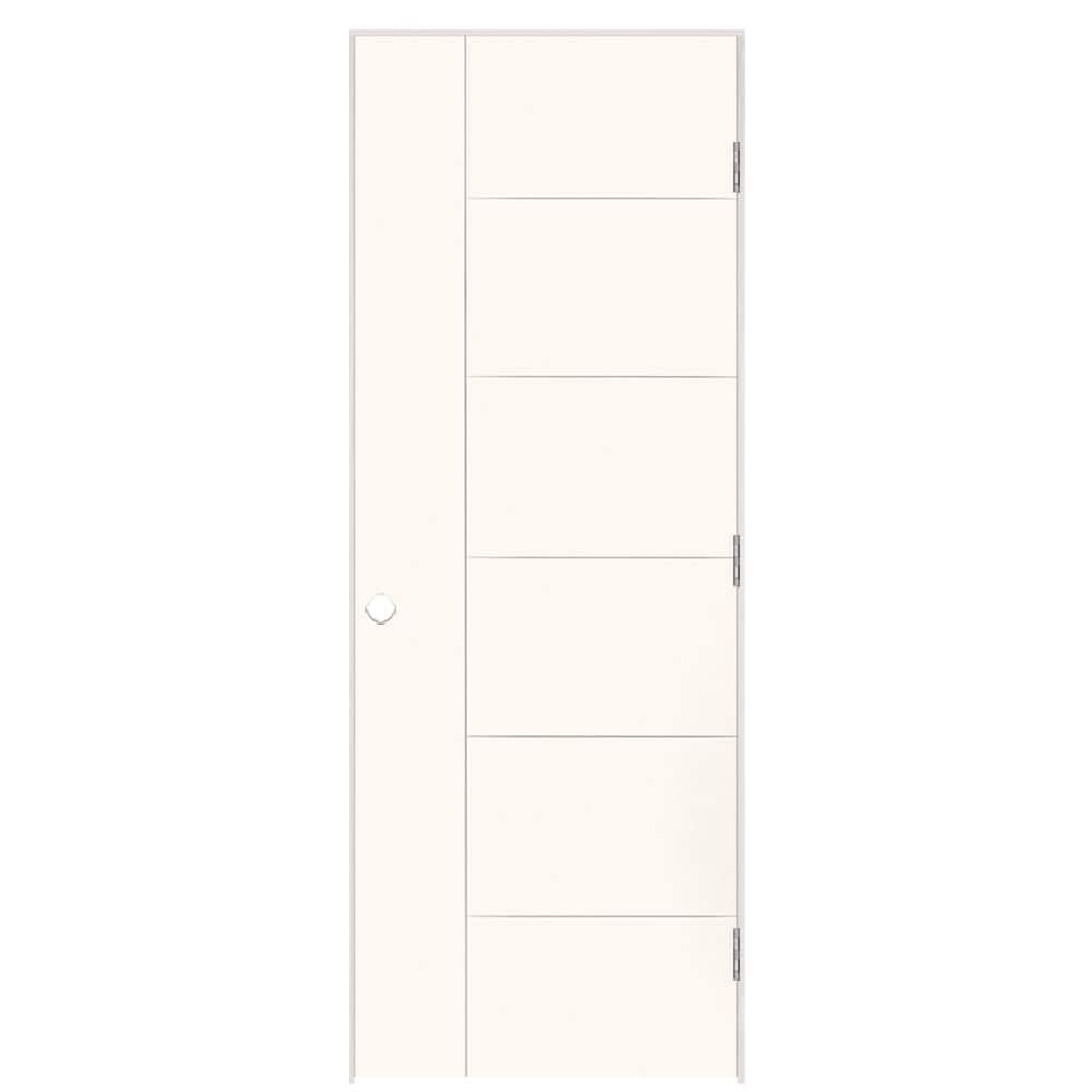 Masonite 1446992 30-in x 80-in Snowstorm Hollow core Flush Left hand Smooth Prefinished Molded composite Flat Jamb Single Prehung Interior Door
