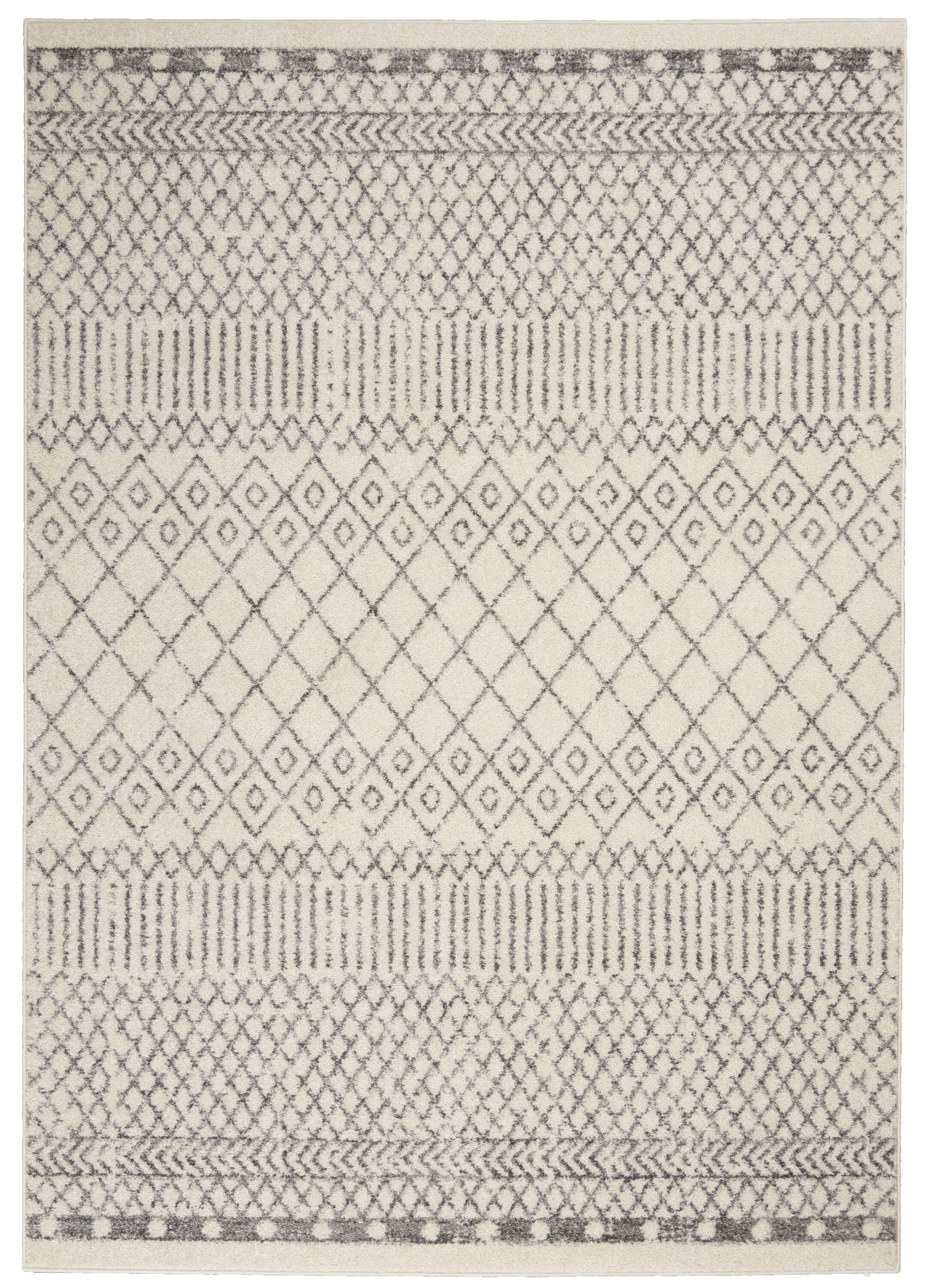 Nourison 99446793546 Passion 5 x 8 (ft) Loomed Polypropylene Ivory/grey Rectangular Indoor Abstract Area rug