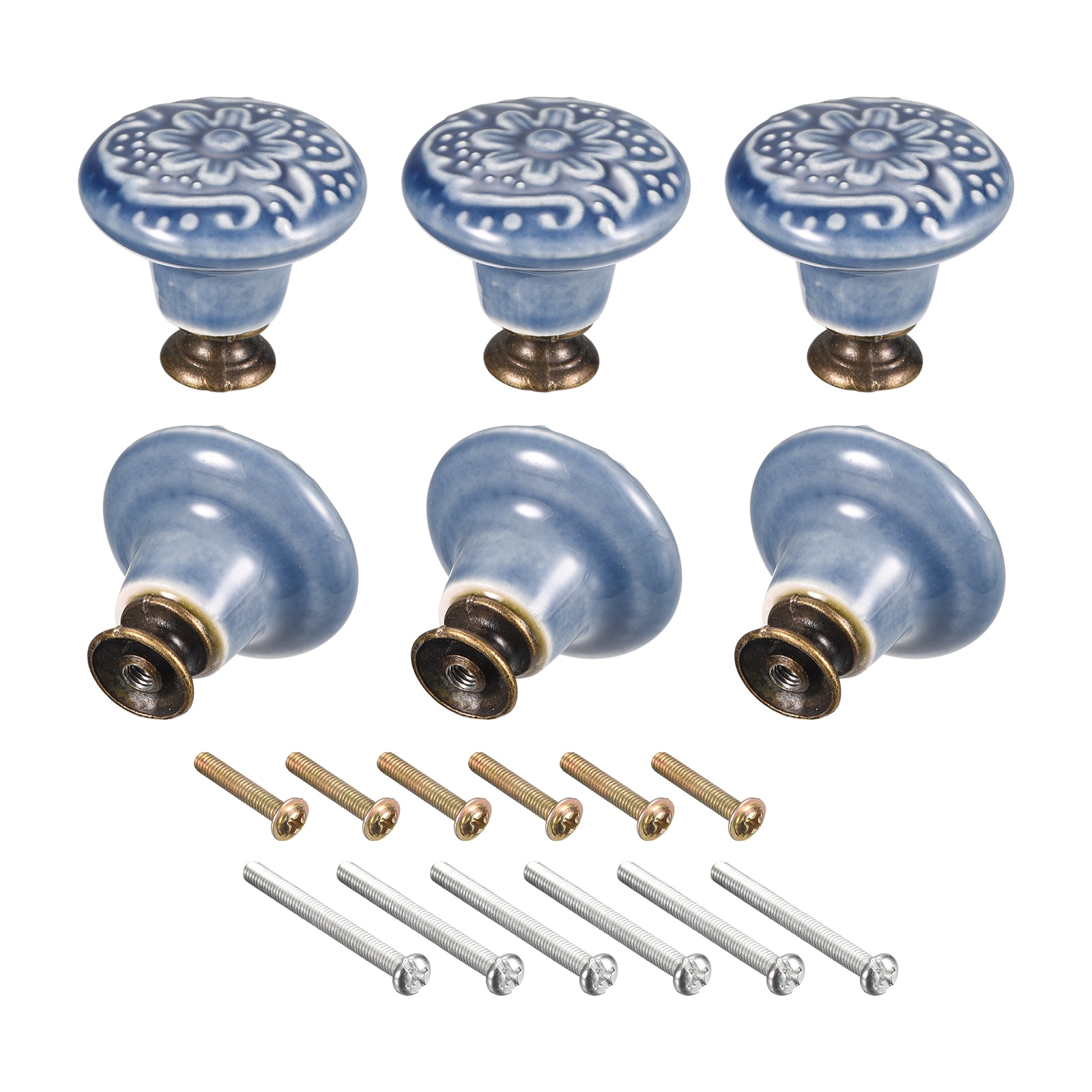 dresser knobs blue Unique Bargains Ceramic Drawer 6pcs 32x34mm Ball Shape Door Pull Handles with Mounting Screws for Home Drawer and in the Drawer Pulls department at Zinc AlloyColor