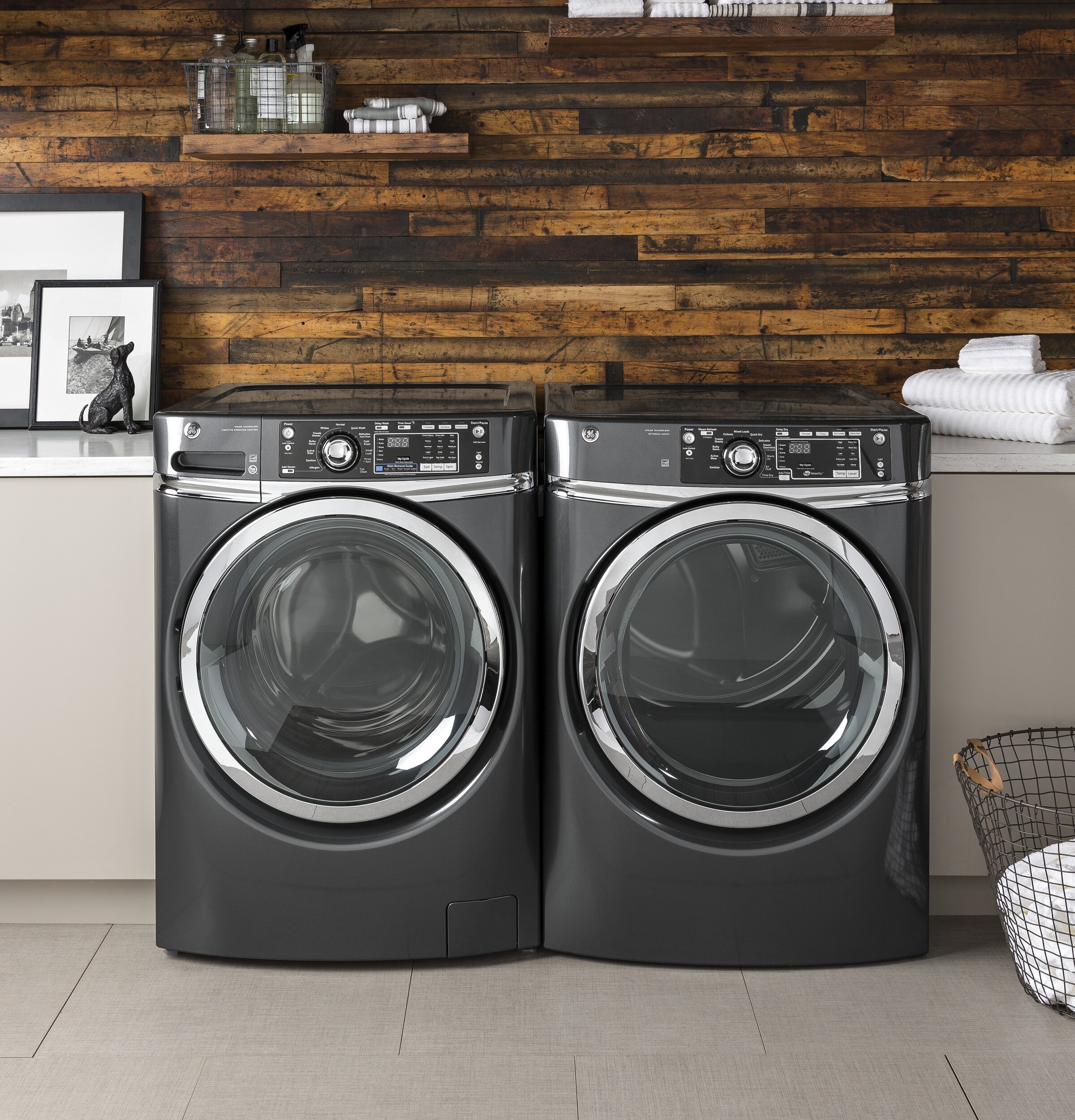 GFW490RSKWW by GE Appliances - GE® 4.9 DOE cu. ft. Capacity RightHeight™  Front Load ENERGY STAR® Washer with Steam