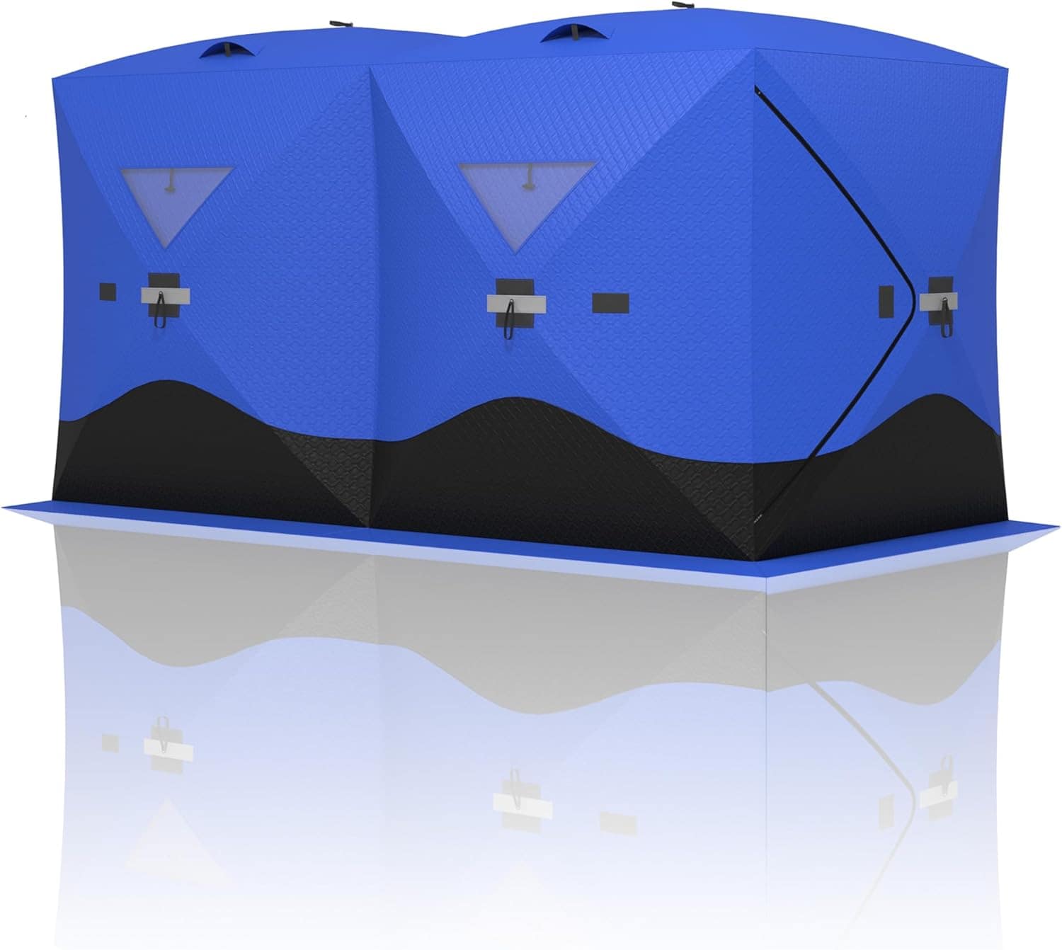 Qeetex LHF-BD-GZ703 Portable Ice Fishing Tent - Spacious 4 to 6 Person Pop-Up Ice Shack for Winter Fishing - Durable and Weather Resistant - Blue