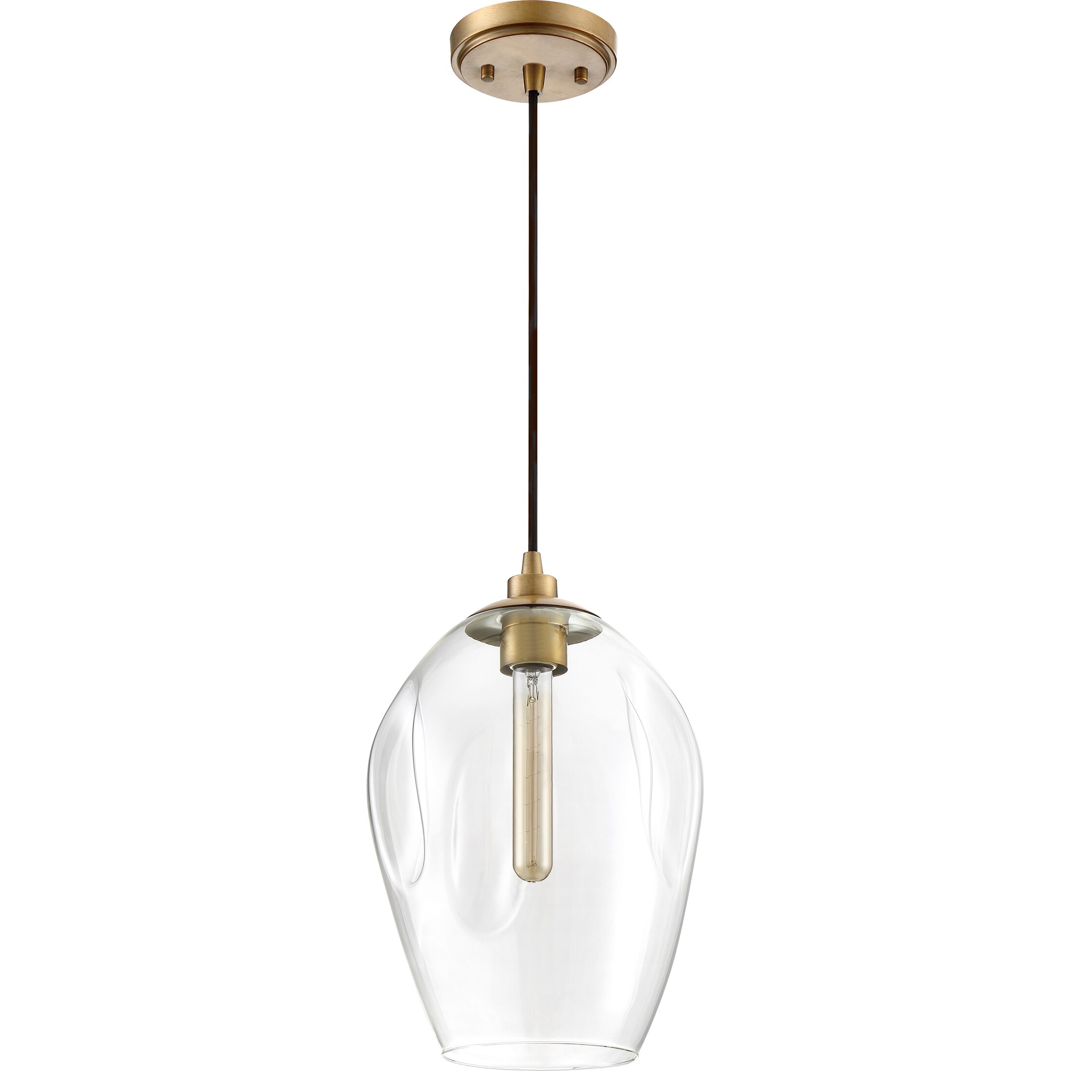 Quoizel Nostalgia Weathered Brass Transitional Clear Glass Dome Mini ...