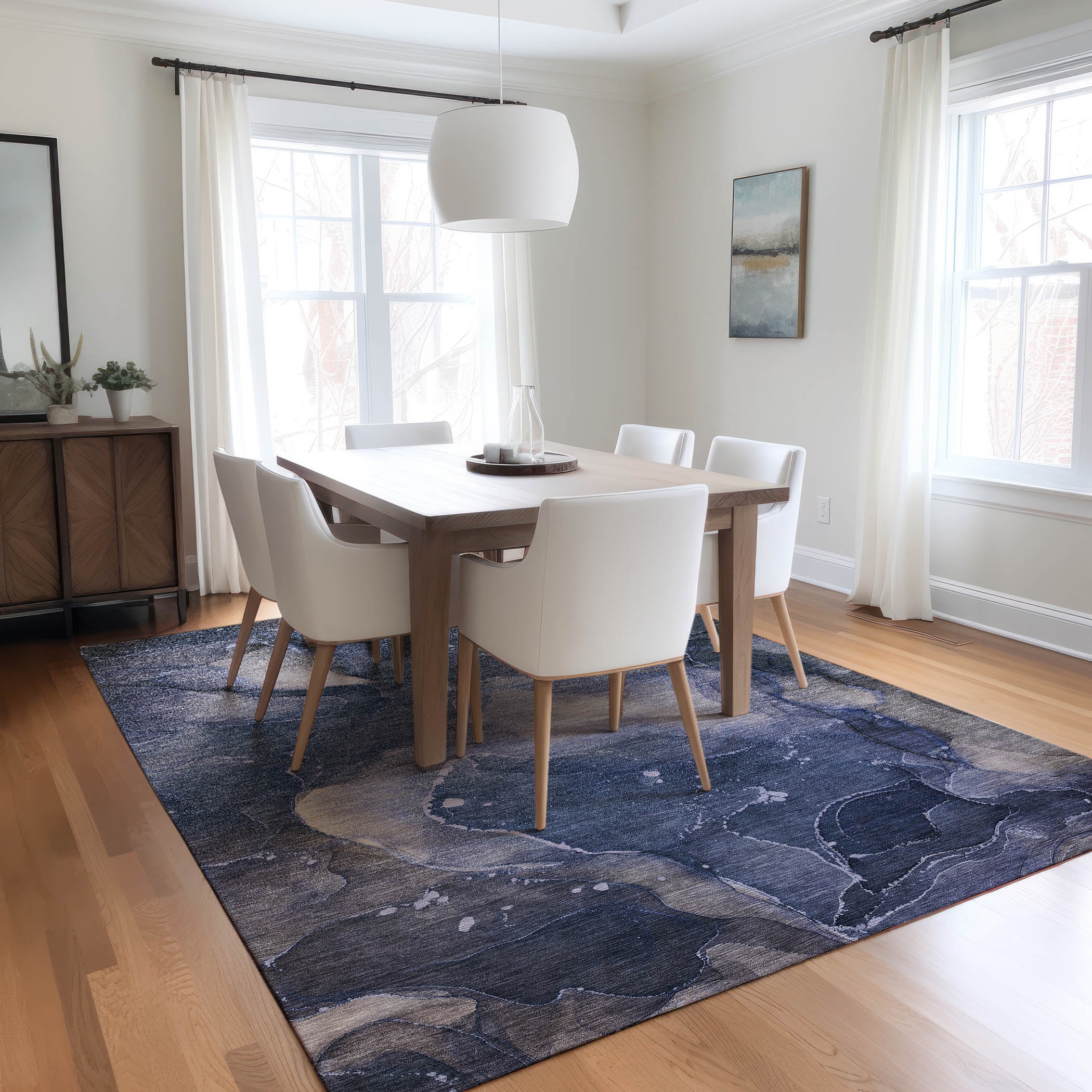 Addison Rugs ACN522BU10X14 Chantille ACN522BU 10 x 14 (ft) Polyester Blue Rectangular Indoor/Outdoor Abstract Machine washable Area rug