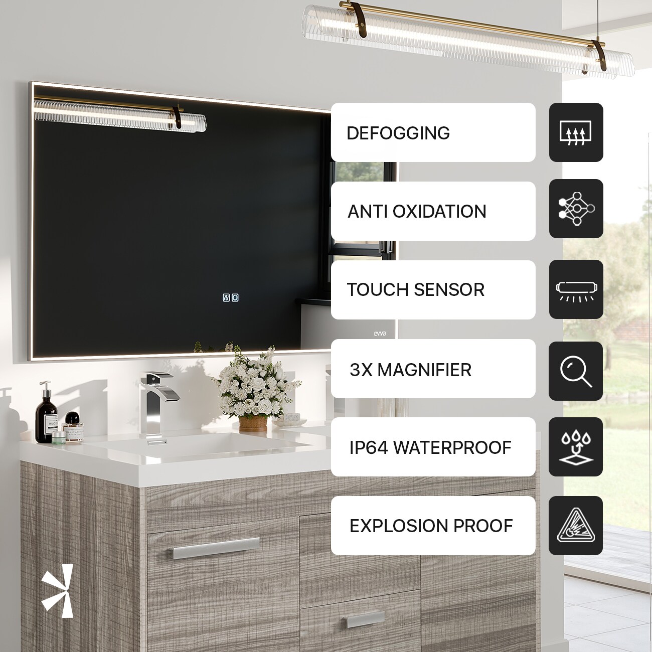 Eviva EVMR550-42X30-LED Framed-Bath-Mirrors - View #7