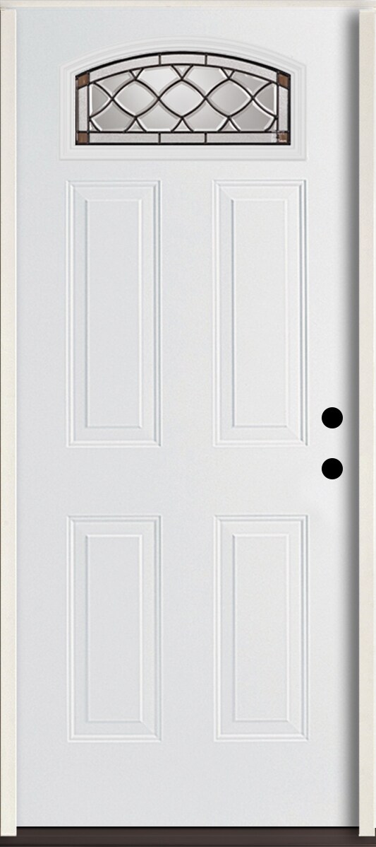 RELIABILT LO841878 Sheldon 36-in x 80-in x 4-9/16-in Fiberglass 1/4 lite Left-hand inswing Modern White Painted Prehung Front Door Insulating core