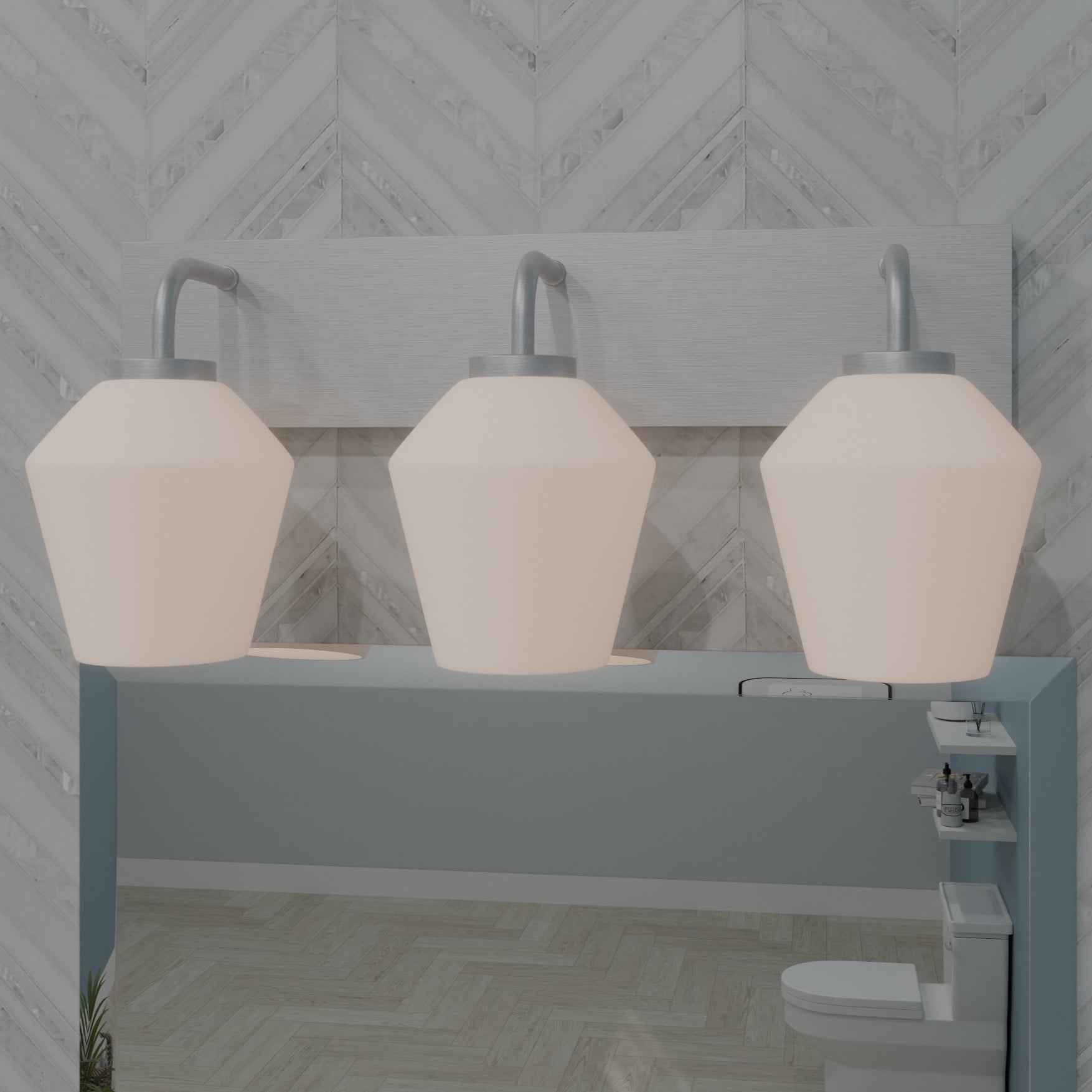 Quoizel NIE8621BN Nielson 21.25-in 3 -Light Brushed Nickel Transitional Vanity light