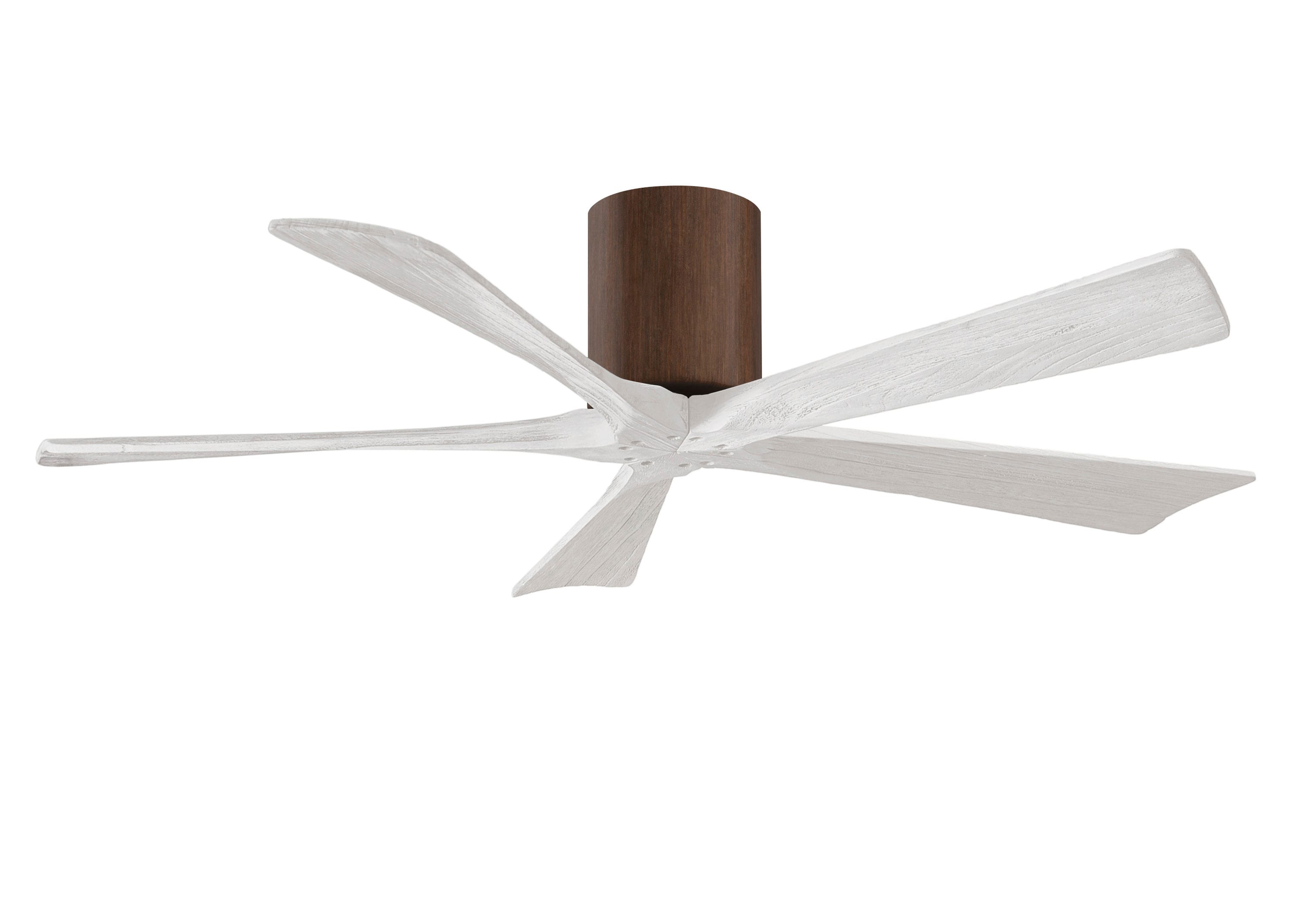 Matthews Fan Company IR5H-WN-MWH-52 Irene-5H 52-in Outdoor Flush Mount Walnut with Matte White Blades Ceiling Fan Without Light - Remote Included ( 5 -Blade )