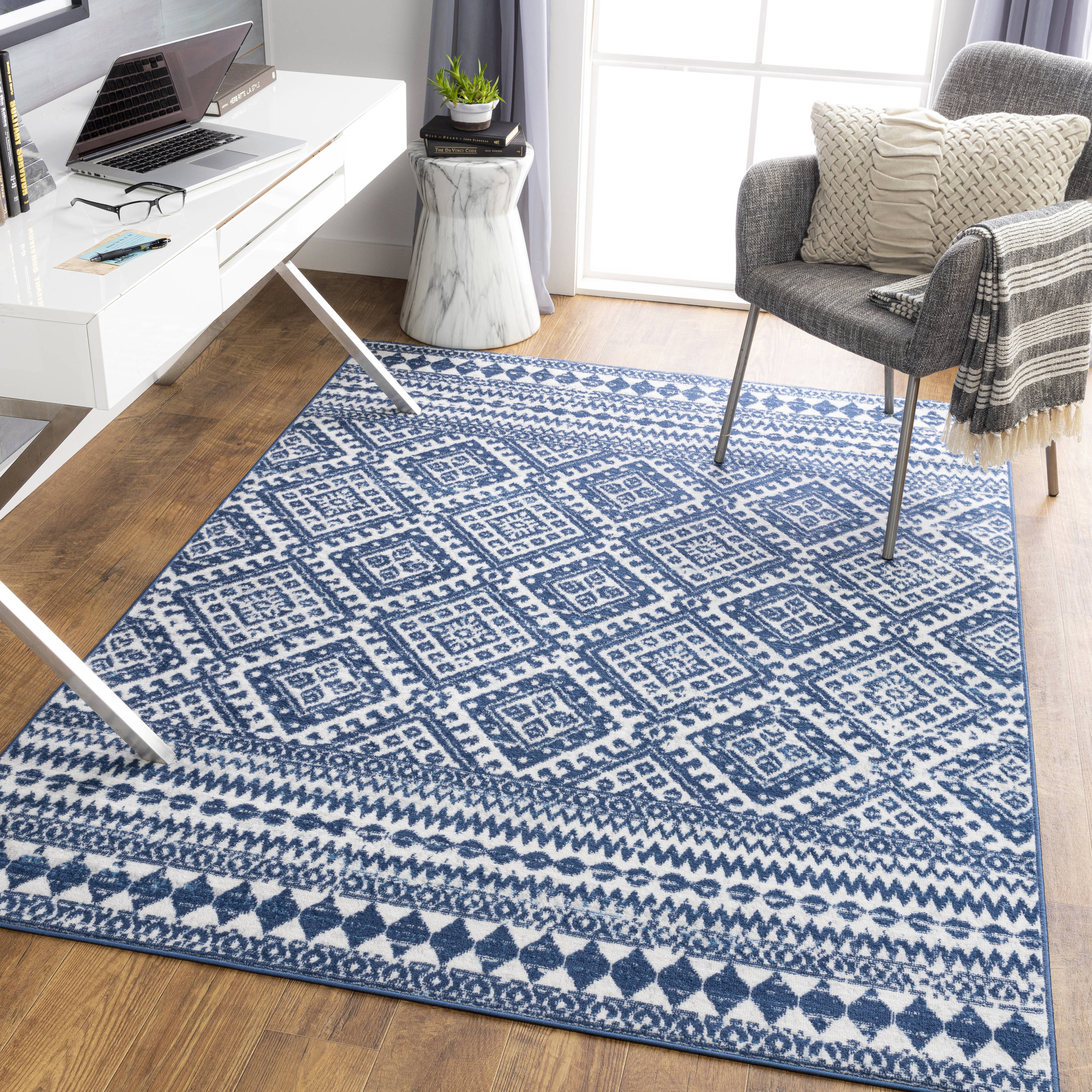 Surya Cesar 8 X 10 (ft) Navy Indoor Geometric Oriental Area Rug At ...