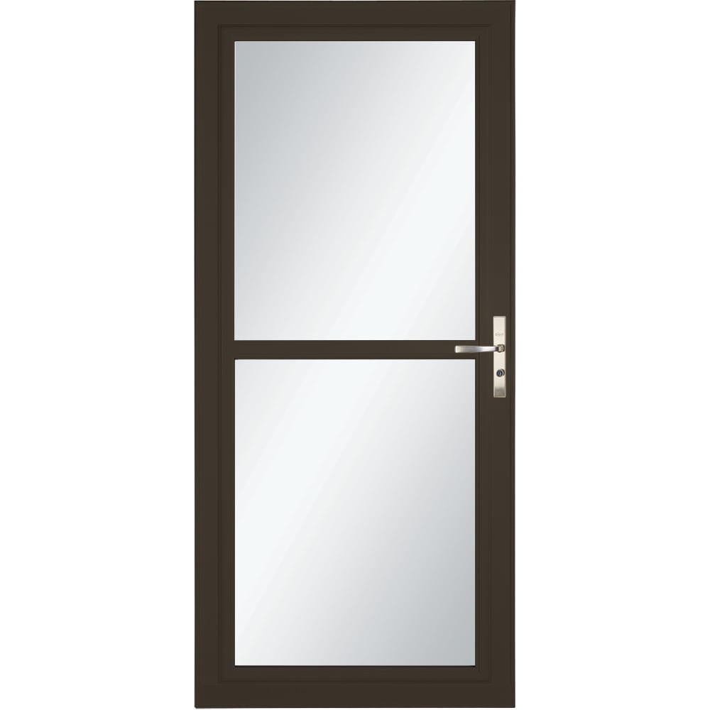 Tradewinds Selection 36-in x 81-in Elk Full-view Retractable Screen Aluminum Storm Door with Brushed Nickel Handle in Brown | - LARSON 1460404217S