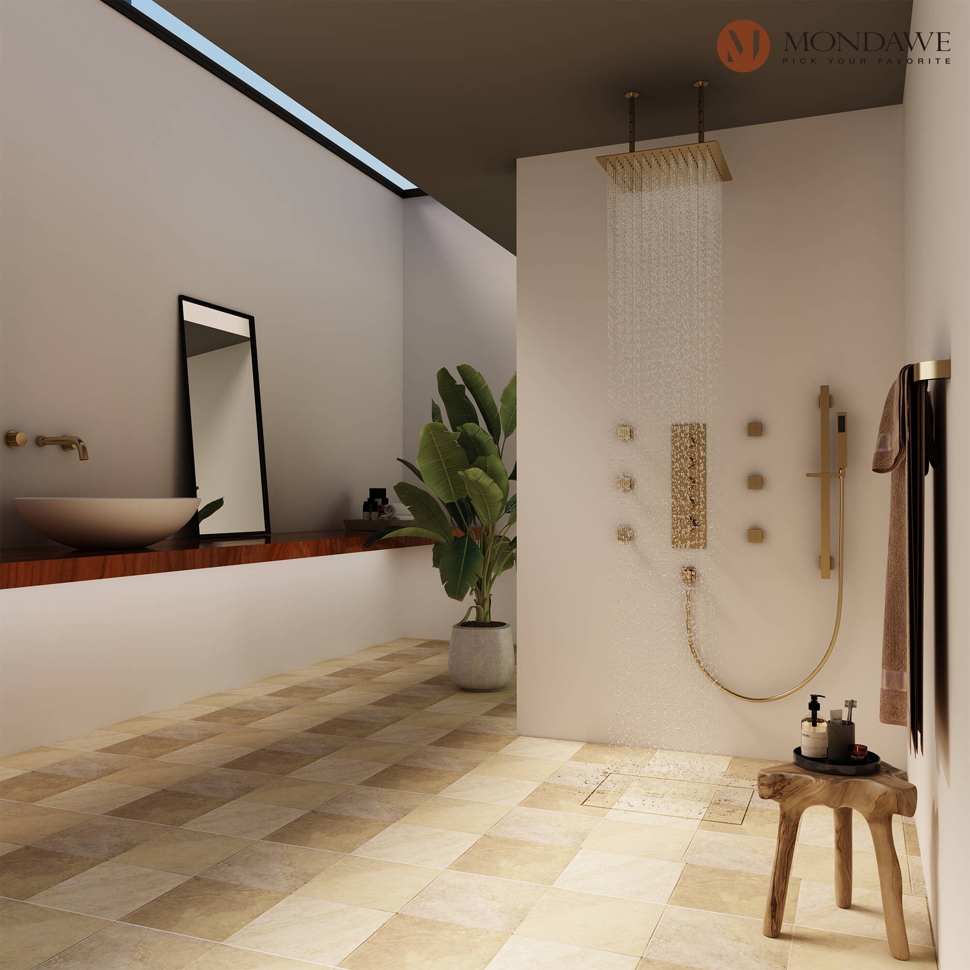 LUCKY ONE MD6076-BG Showerhead-Bar-Panels - View #3