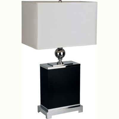 Black Table Lamp With Fabric Shade, Table Lamp With Black Square Shades
