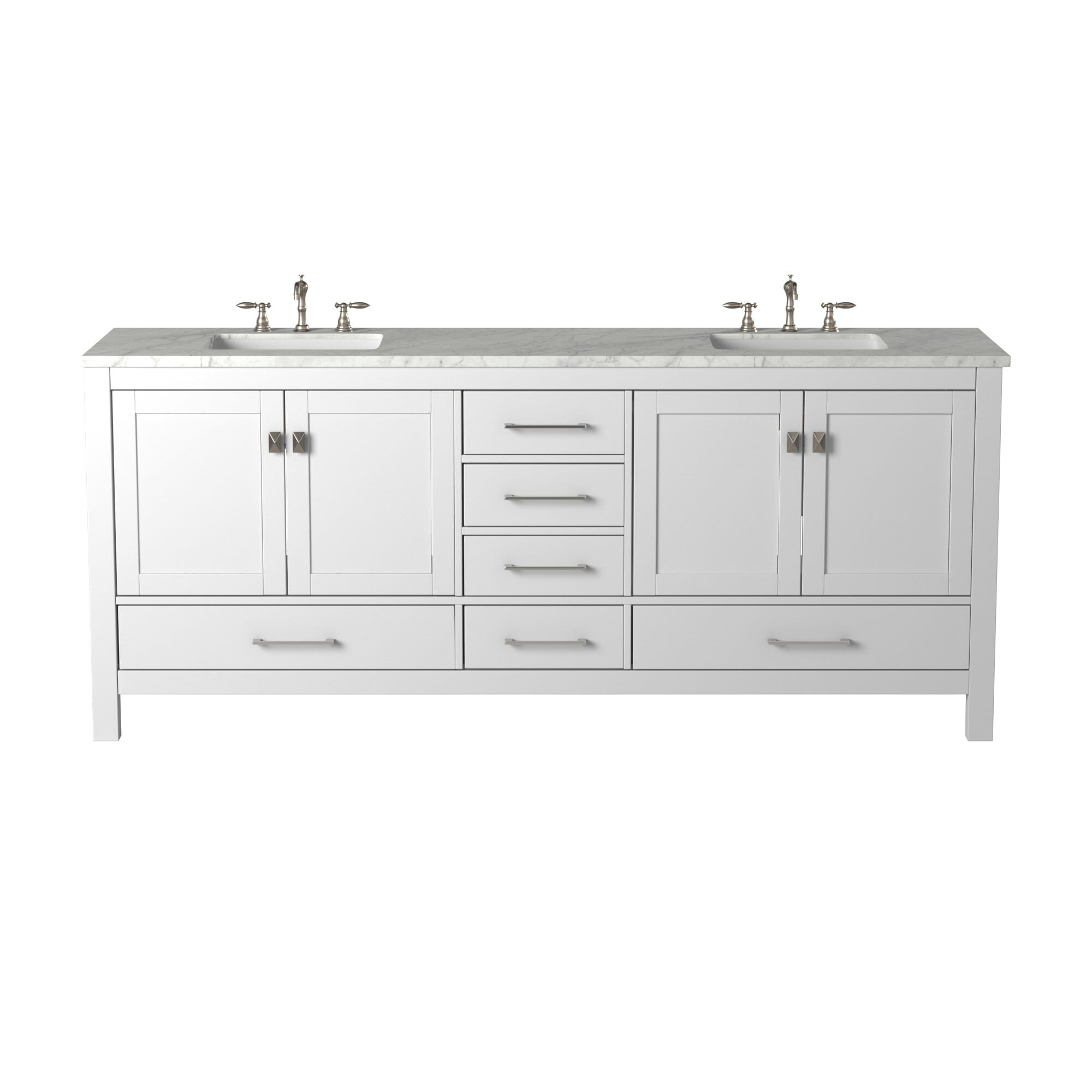 Eviva Aberdeen 84 In White Undermount Double Sink Bathroom Vanity With White Marble Top In The Bathroom Vanities With Tops Department At Lowes Com