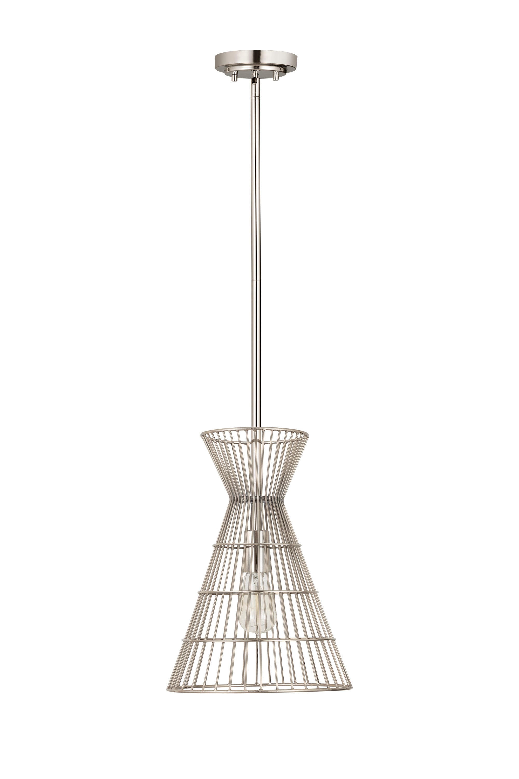 Alito 11" Mini Pendant Light in Polished Nickel with Glass Shade