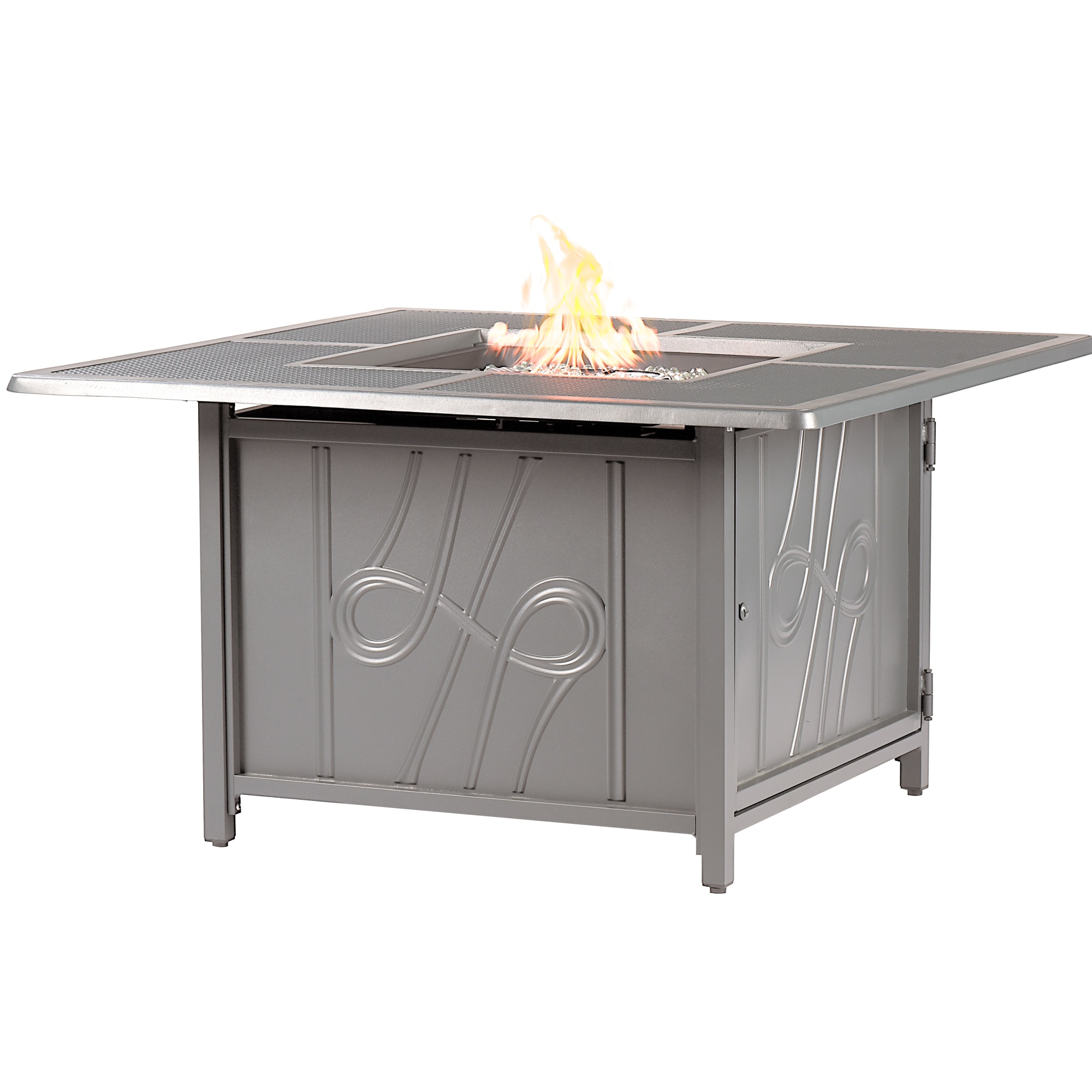 Oakland Living REGIS-FPT-GY 42-in W Gray Portable Aluminum Square Liquid propane Fire pit table