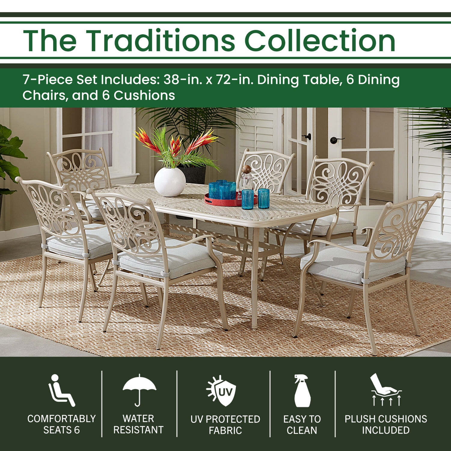 Hanover TRADDNS7PC-BE Patio-Dining-Sets - View #2