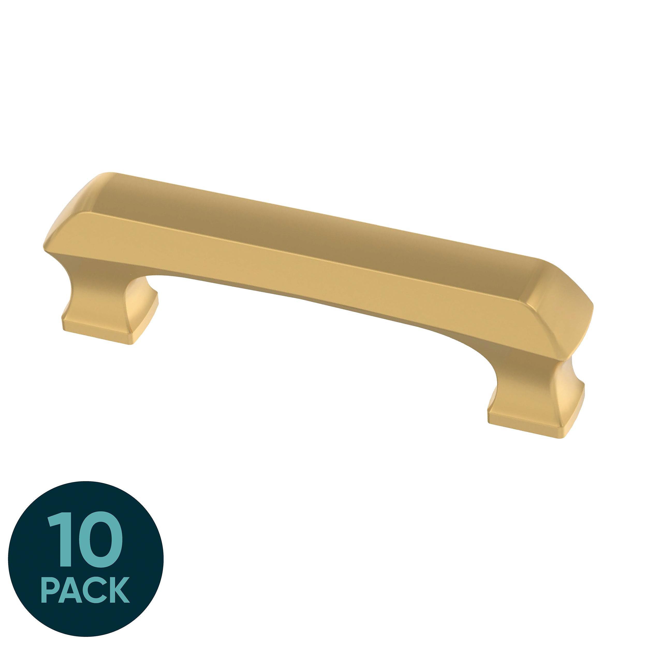 Origin 21 P45996W-117-K1 Ivy 3-in , 76mm Center to Center Brushed Brass Rectangular Handle 10 -Pack