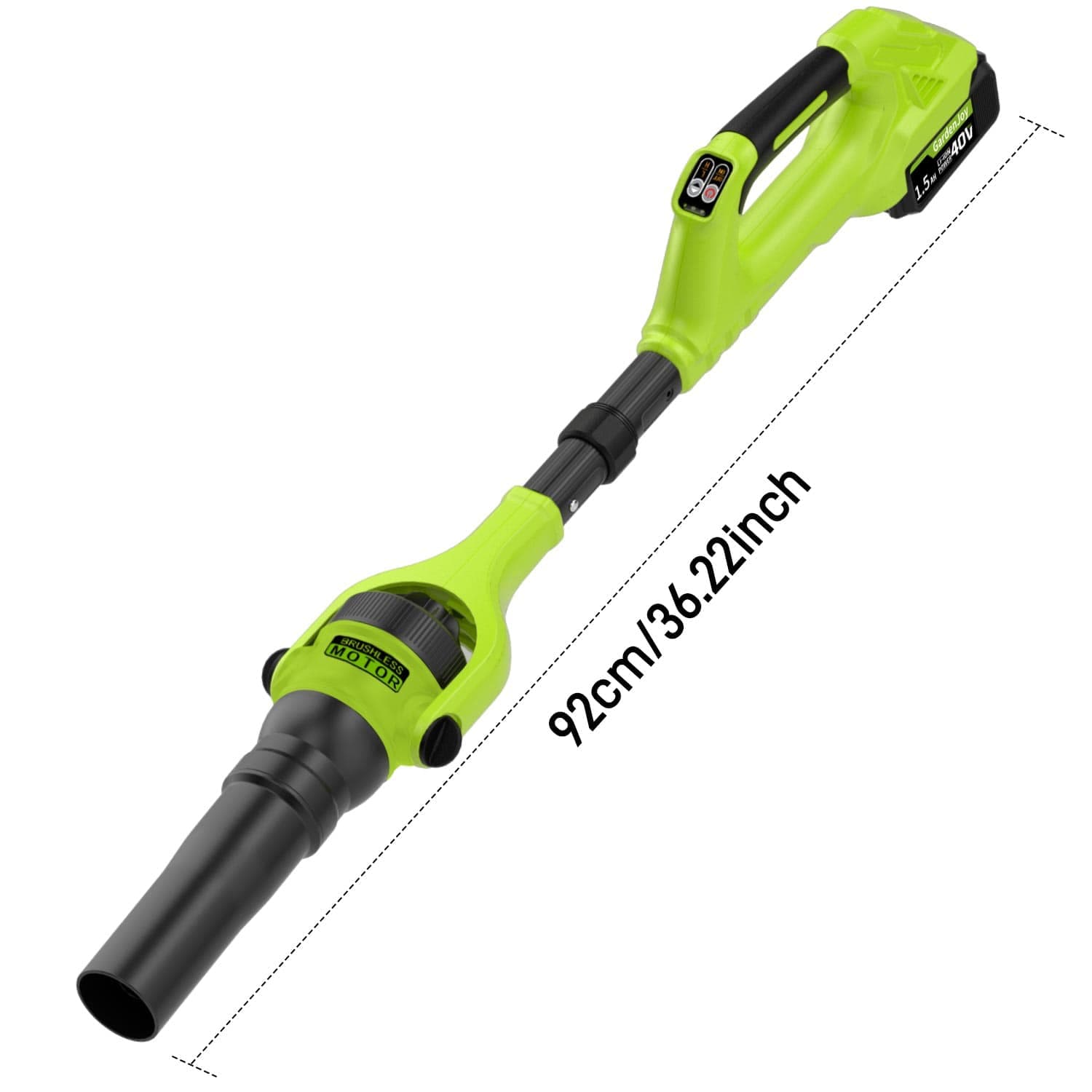 GardenJoy FH-LB411W-2L Cordless 40V Leaf Blower with 2 Batteries Charger and Extension Rod Lightweight Handheld Brushless Electric Blower for Lawn Patio Yard Blowing Leaves Dust Snow and Gravel