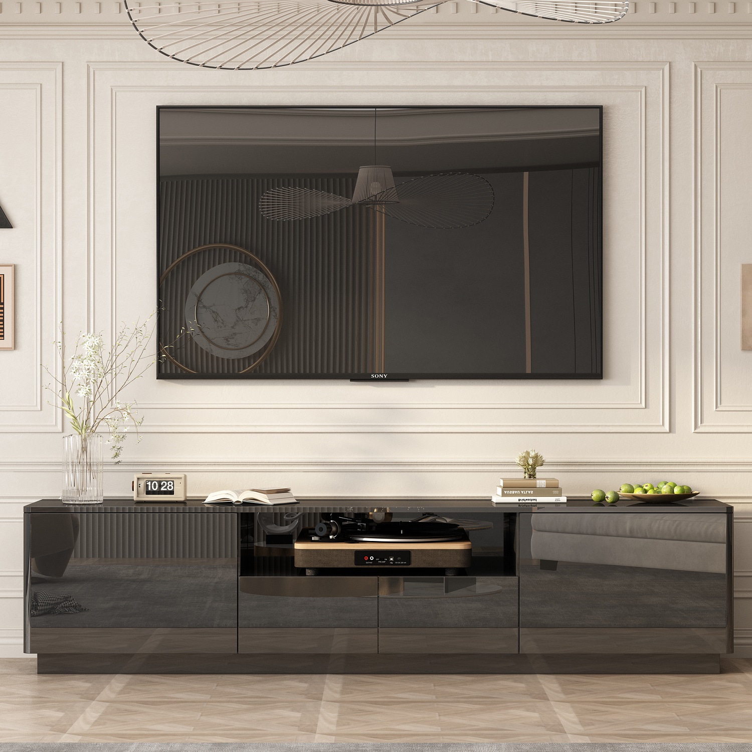 FUFU&GAGA JH0337-02 Modern/Contemporary Black TV cabinet ( Accommodates TVs up to 70-in )