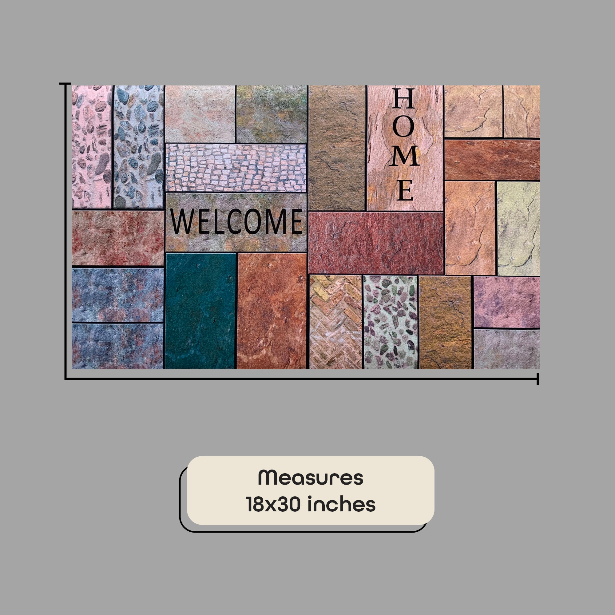 Multicolor Welcome Home Rubber Outdoor Doormat 18" x 30"