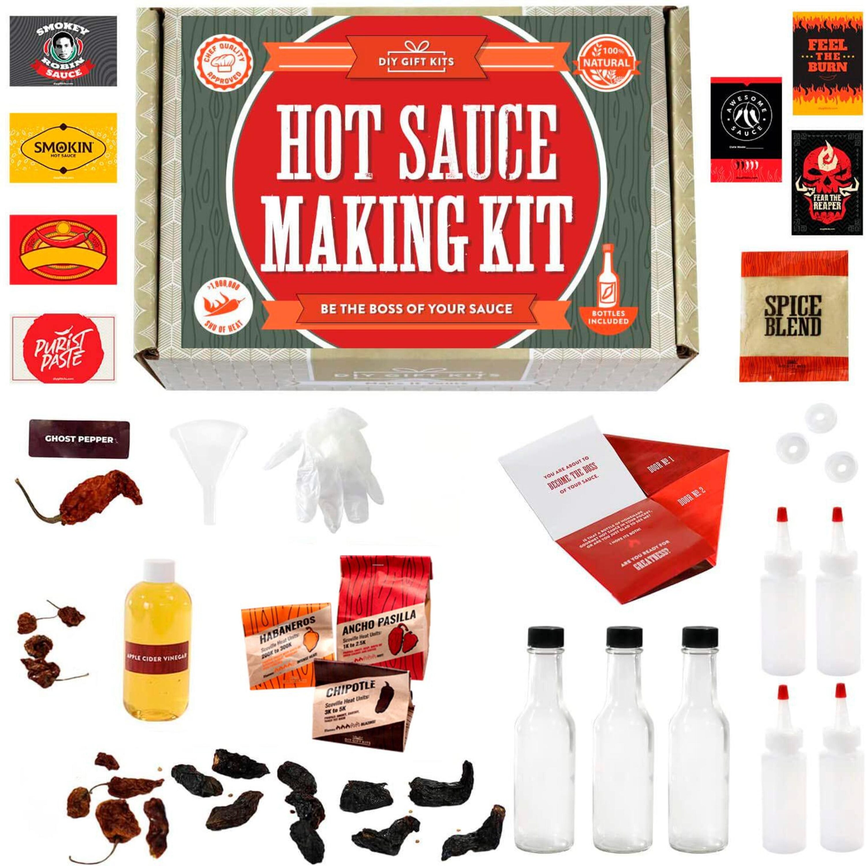 Hot Sauce Kit (Makes 7 Lip Smacking Gourmet bottles) Featuring 