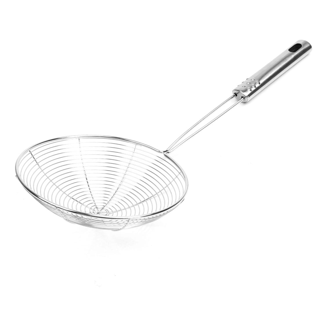 Kitchenware 5.7 Inch Dia Wire Stainless Steel Ladle Mesh Colander Perforated Skimmer Strainer Spoon 14 Inch Long