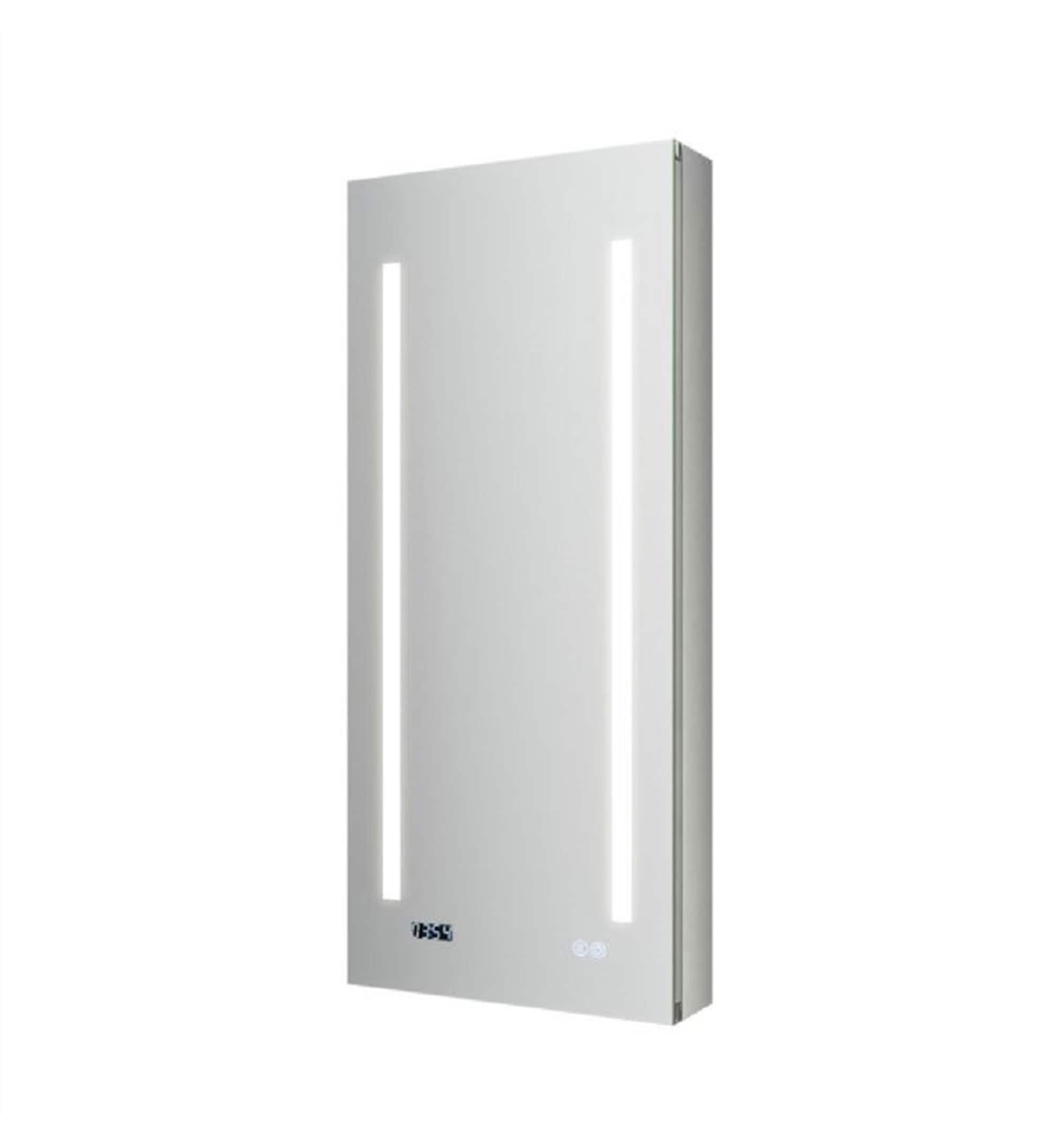 Fresca FMC011536-L Tiempo 15-Inches x 36-Inches Lighted LED Fog Free Surface/Recessed Mount LED Mirror Mirrored Rectangle Soft Close Medicine Cabinet with Outlet