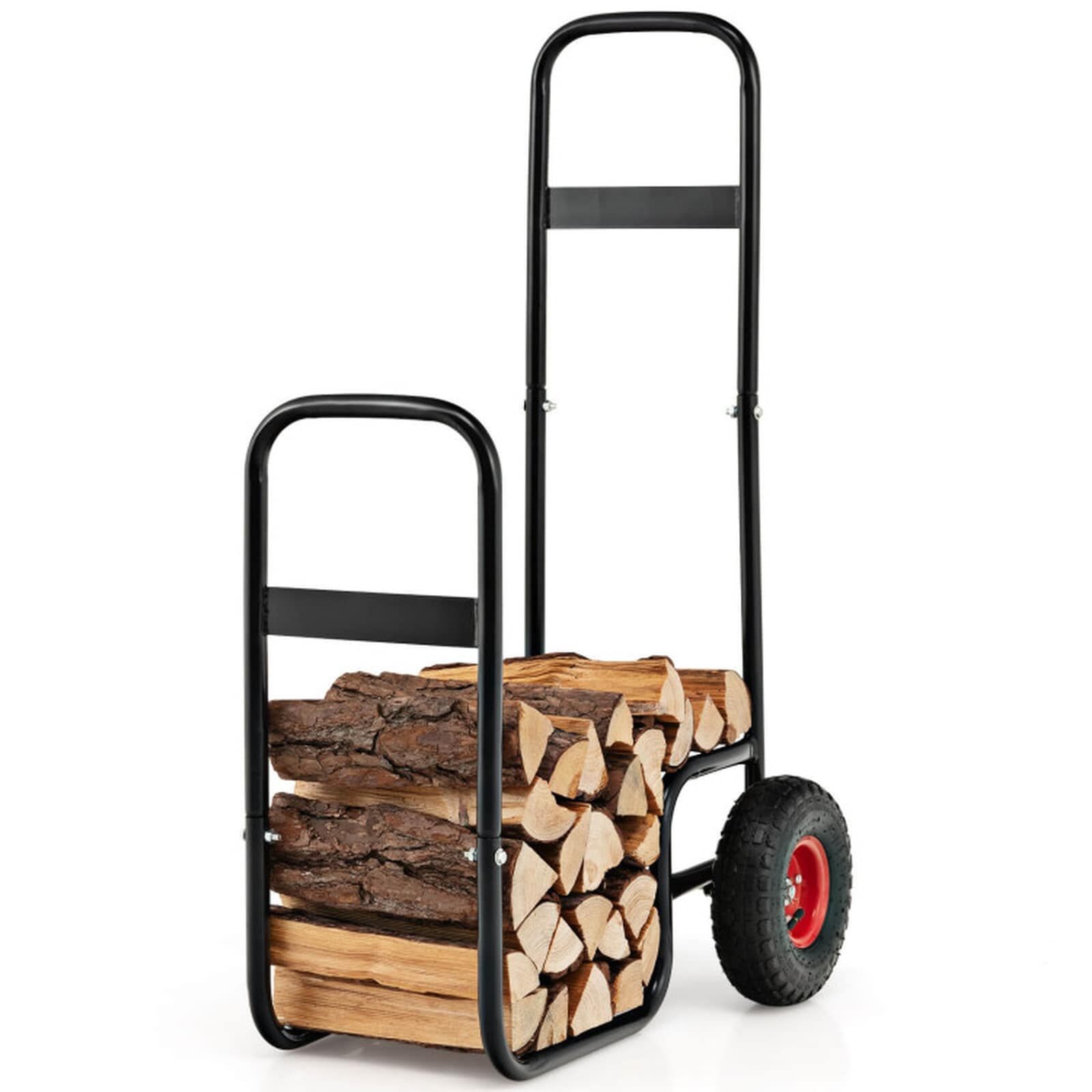 Log Cart Carrier with Wear-Resistant and Shockproof Rubber Wheels