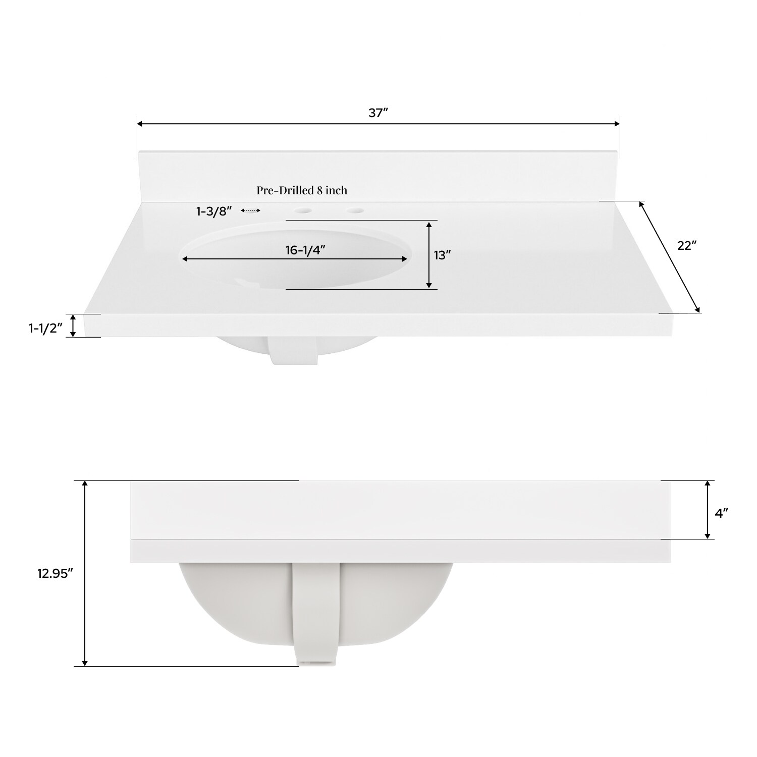 ARIEL WQ-37L-CT-OS Vanity-Tops - View #6