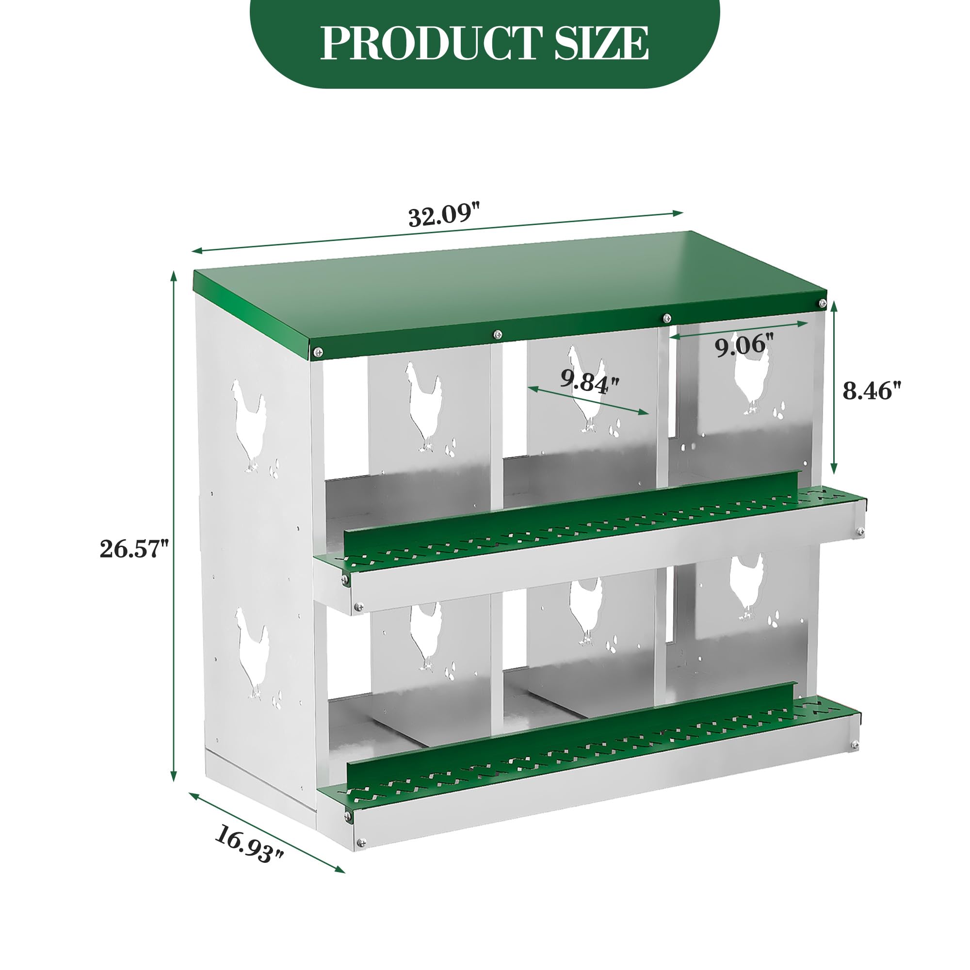 DEXSO 6 Hole Chicken Nesting Box Galvanized Steel Rollaway in the