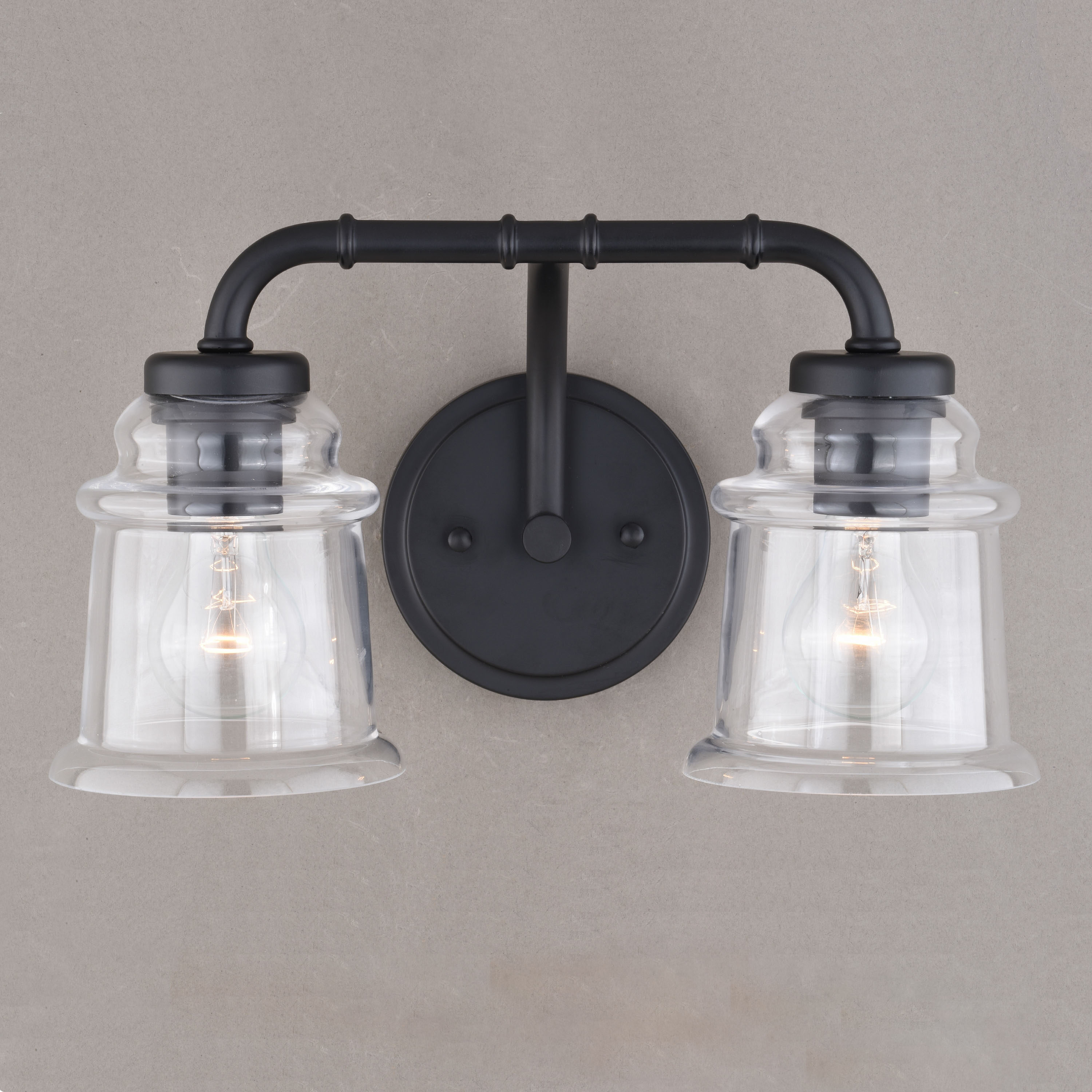 Cascadia Toledo 14.75-in 2-Light Matte Black Industrial Vanity Light in ...