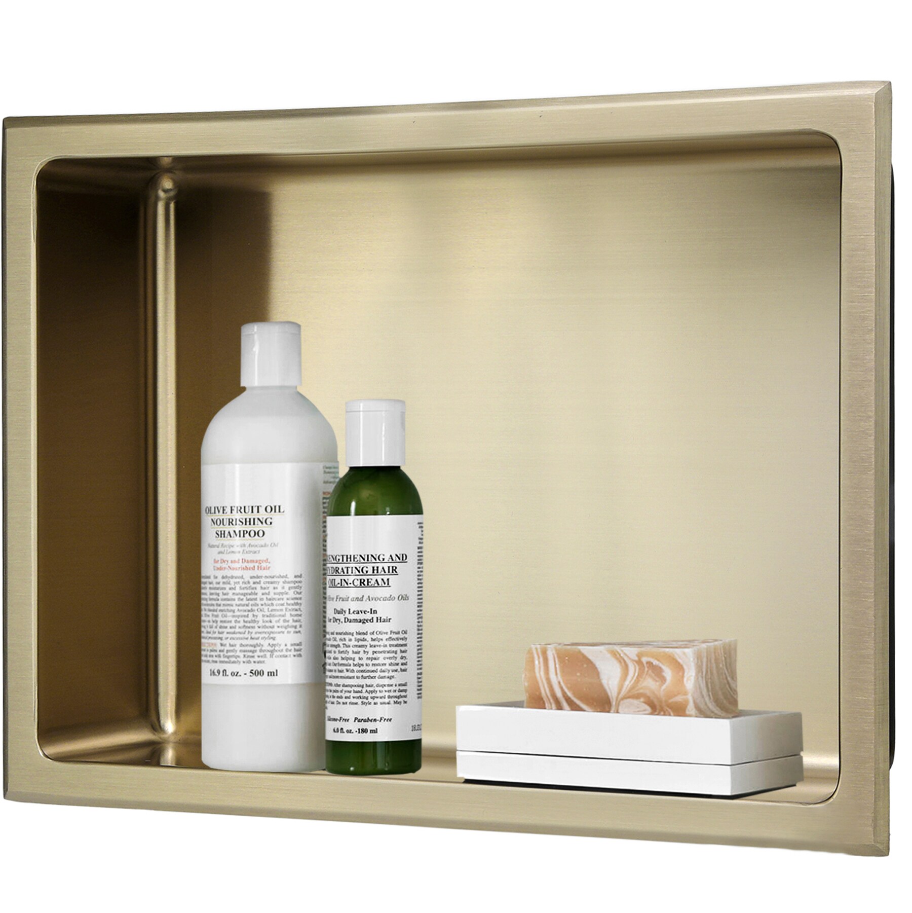 Brass Shampoo Holder Mounted Glass Cabinet , Stainless Shampoo